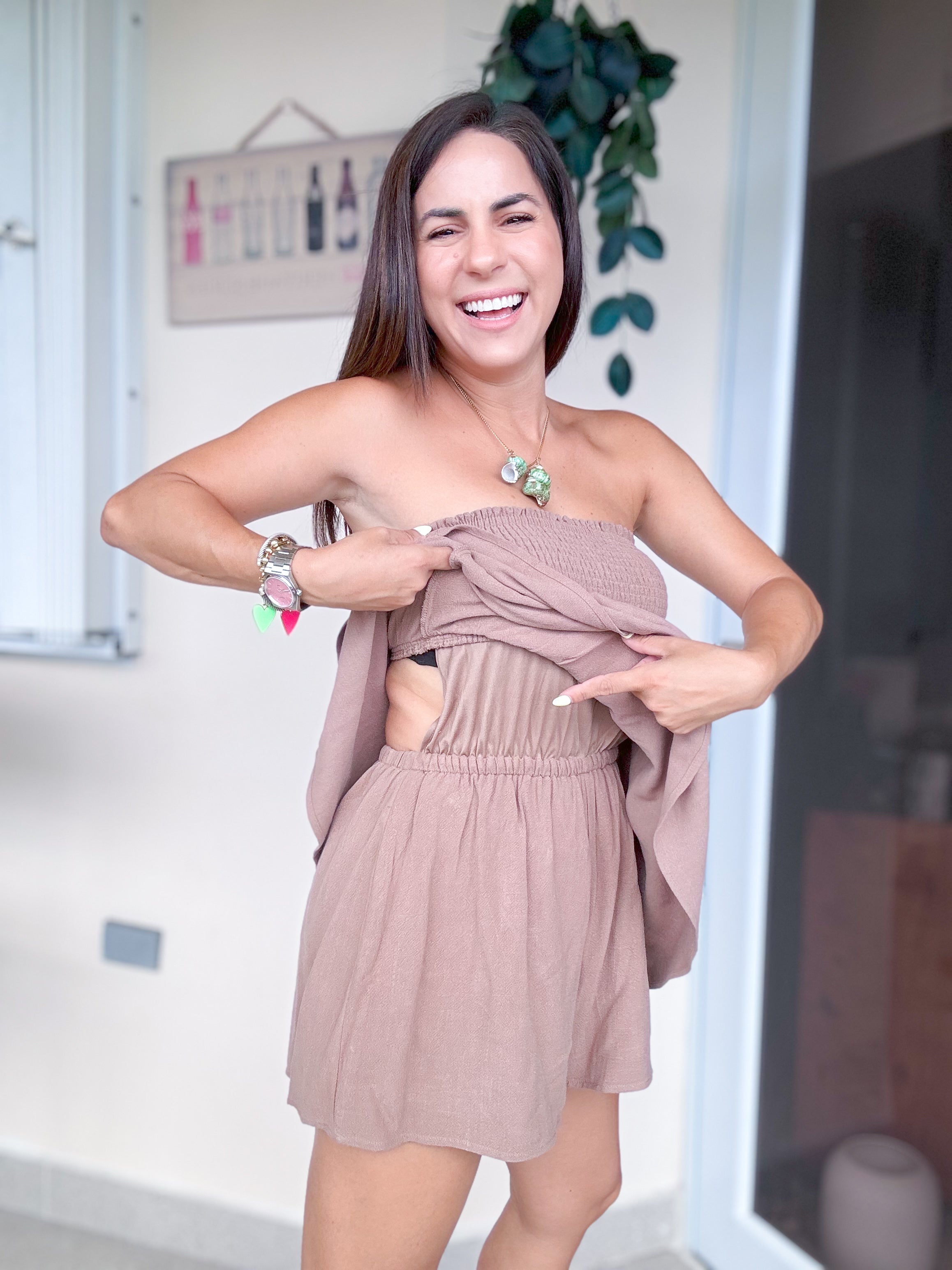 Mocha Sandy Tube Romper