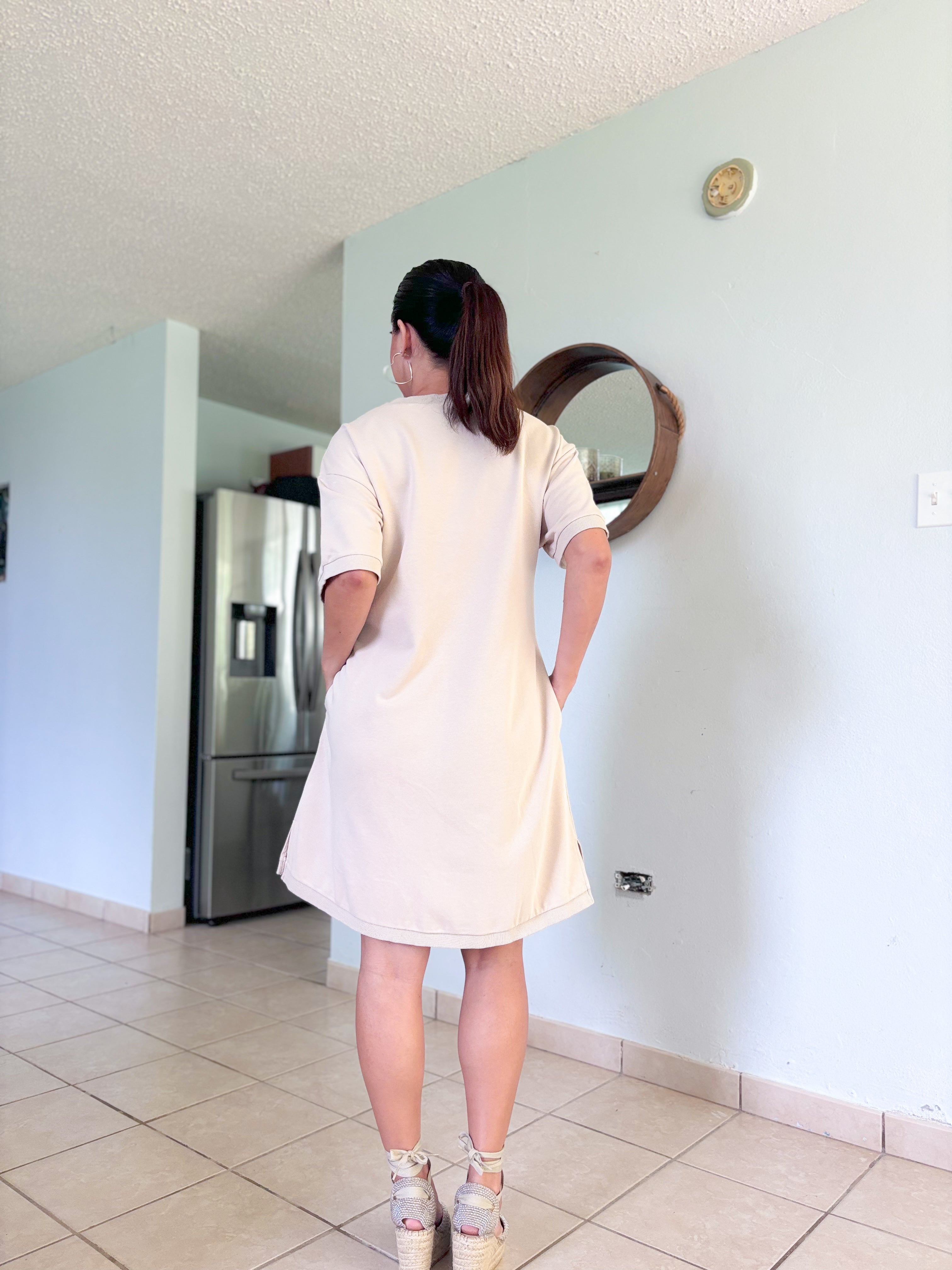 Beige Smiley TShirt Dress