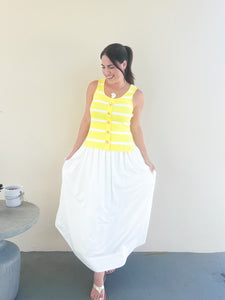 Herve Yellow Mix Midi Dress