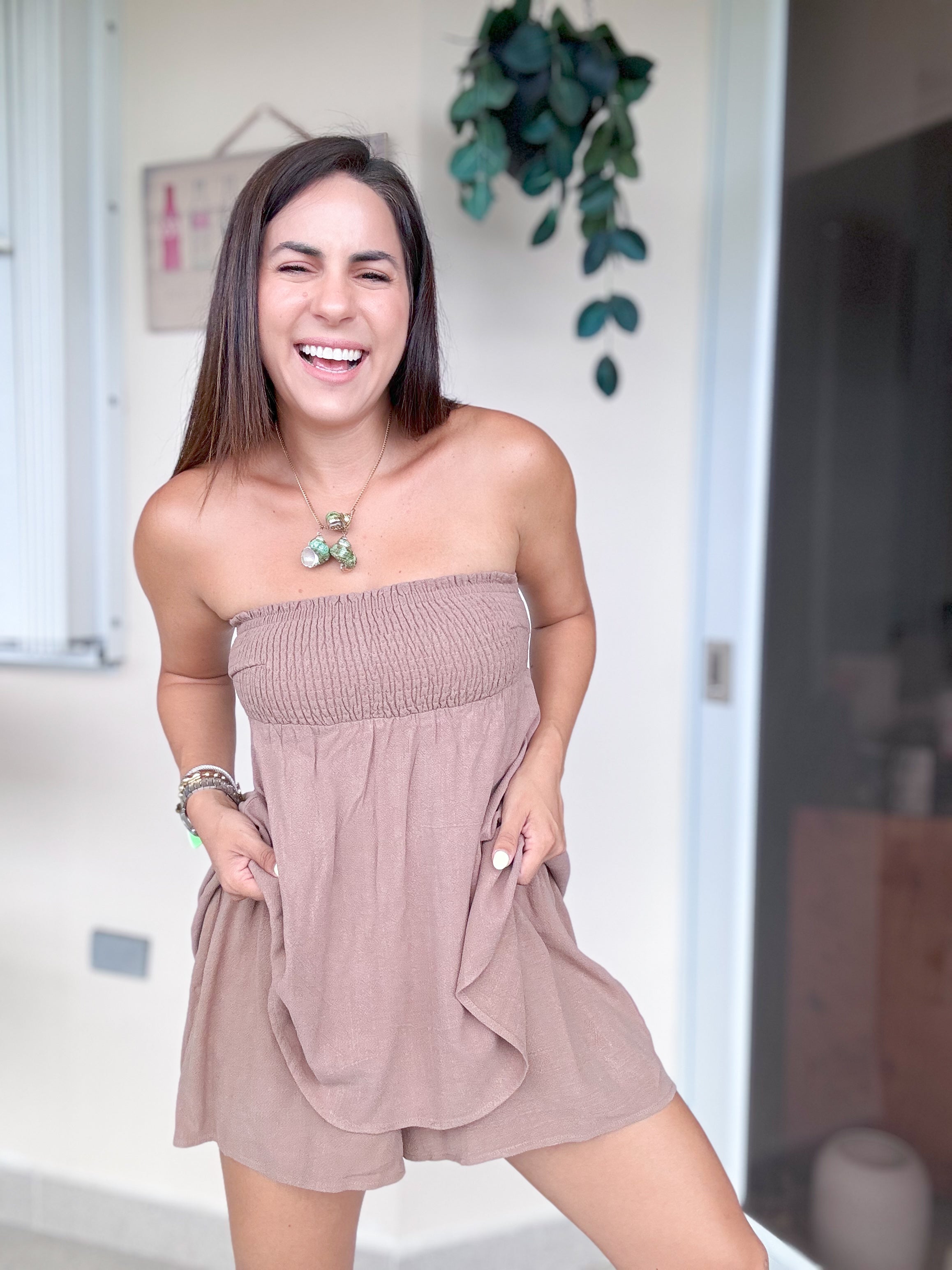 Mocha Sandy Tube Romper