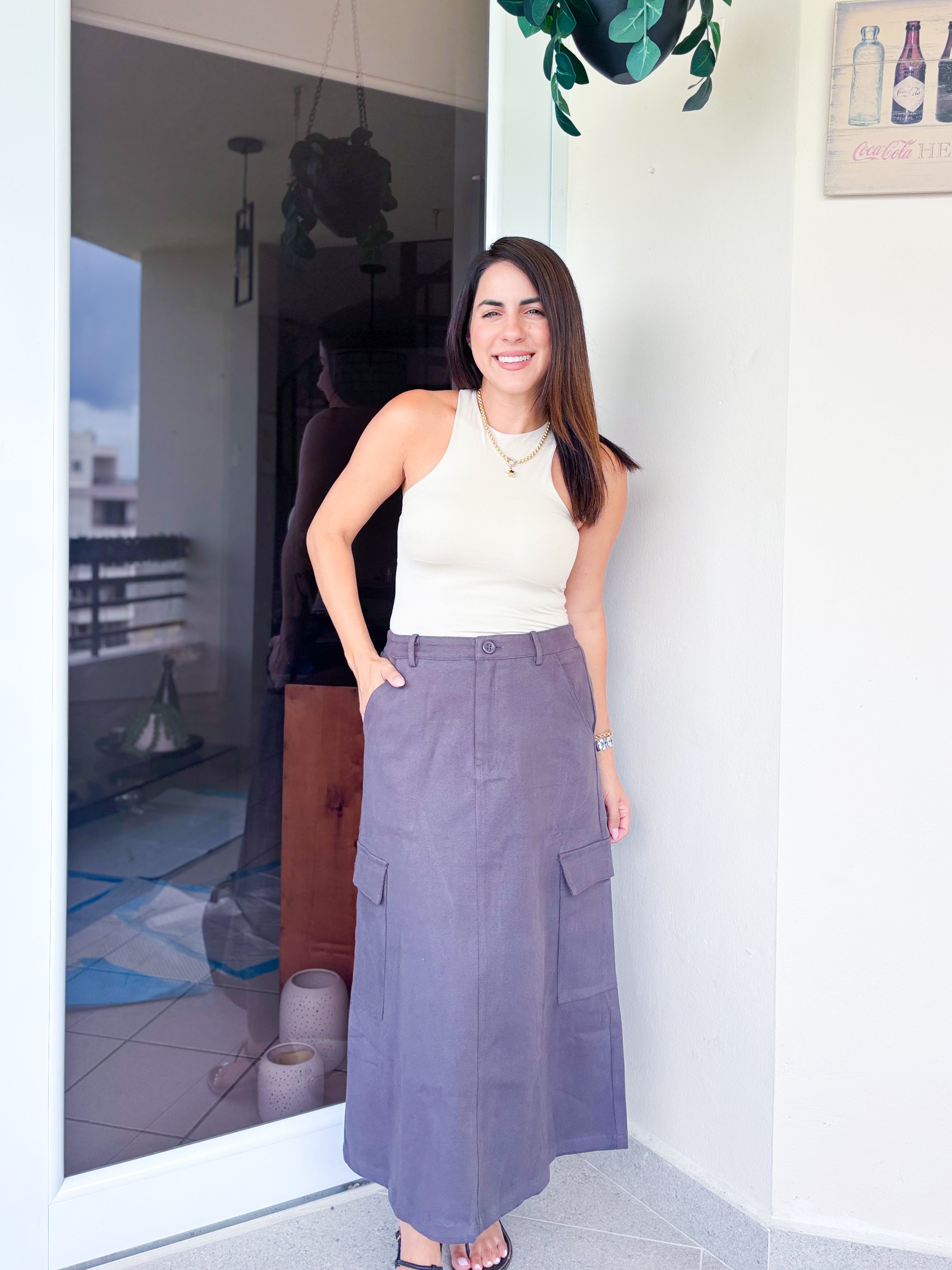 Milicia Charcoal Midi Skirt