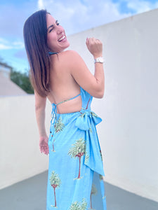 Halter Palm Resort Midi Dress