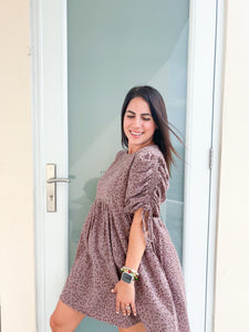 Mauve Puffy Sleeves Dress