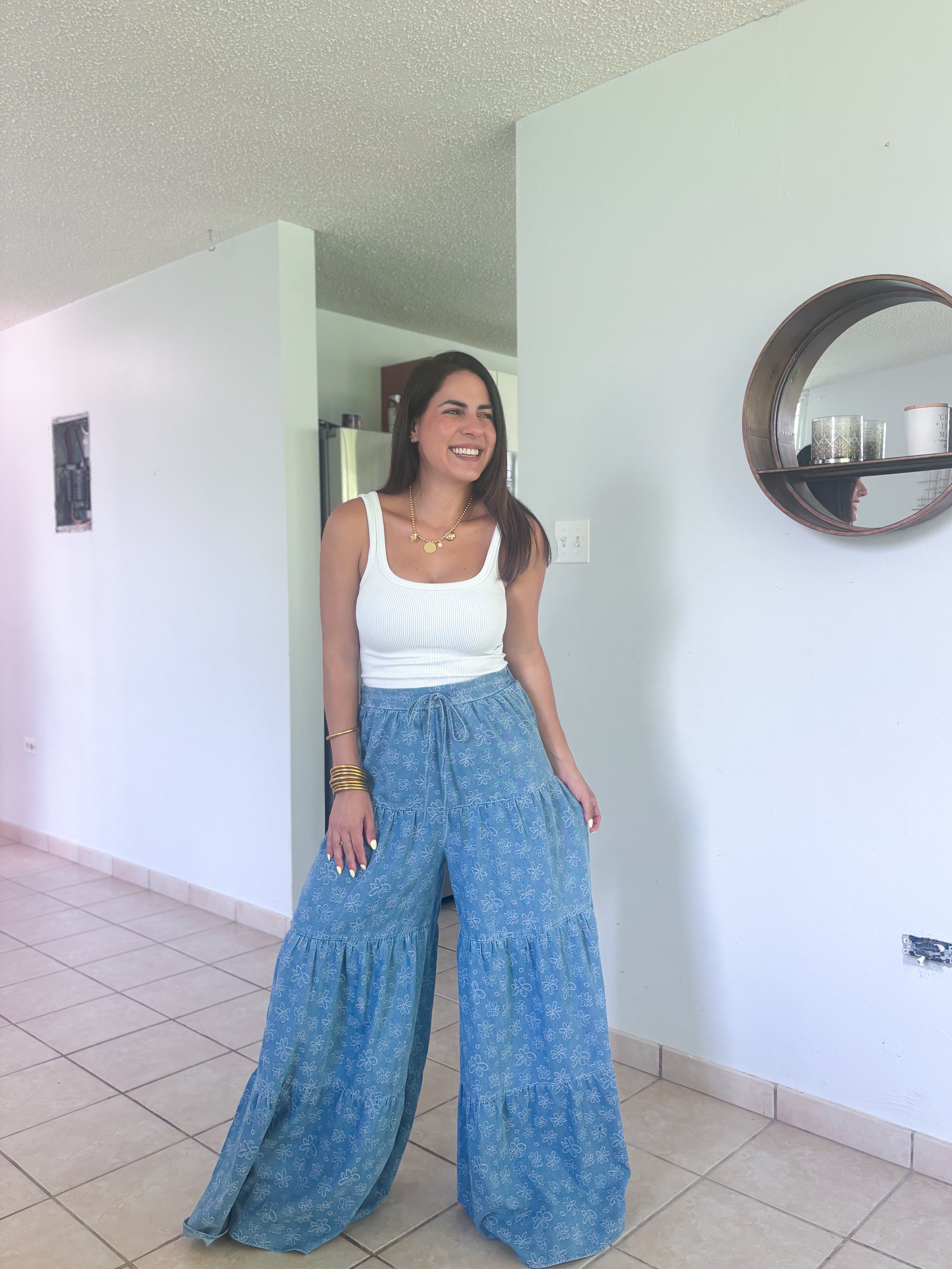 Felicia Flower Denim Pants