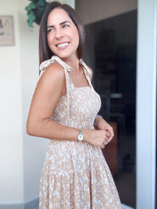 Ashley Sand Tie Midi Dress