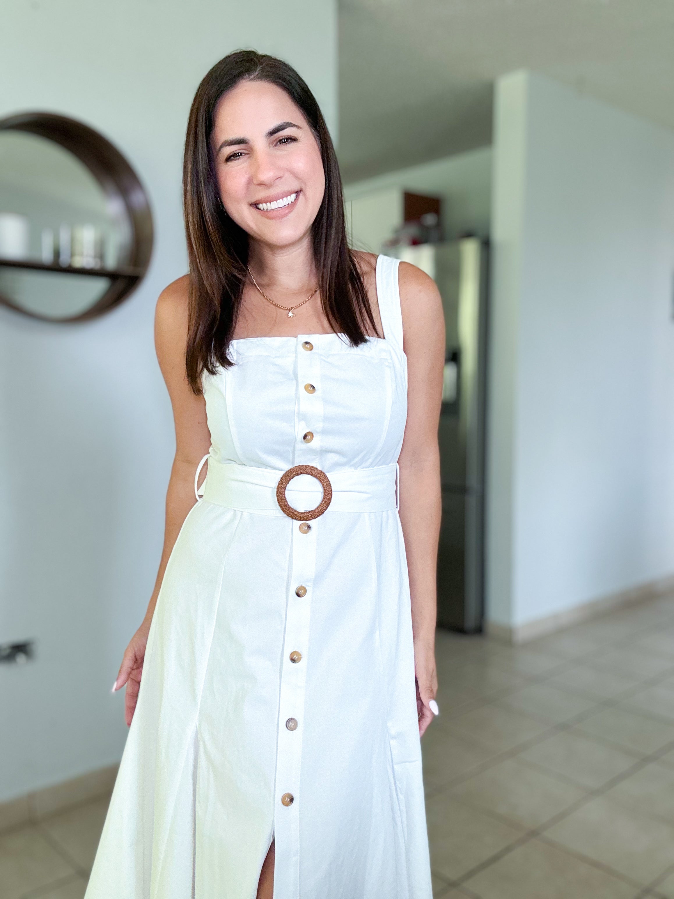 Pamela White Midi Dress