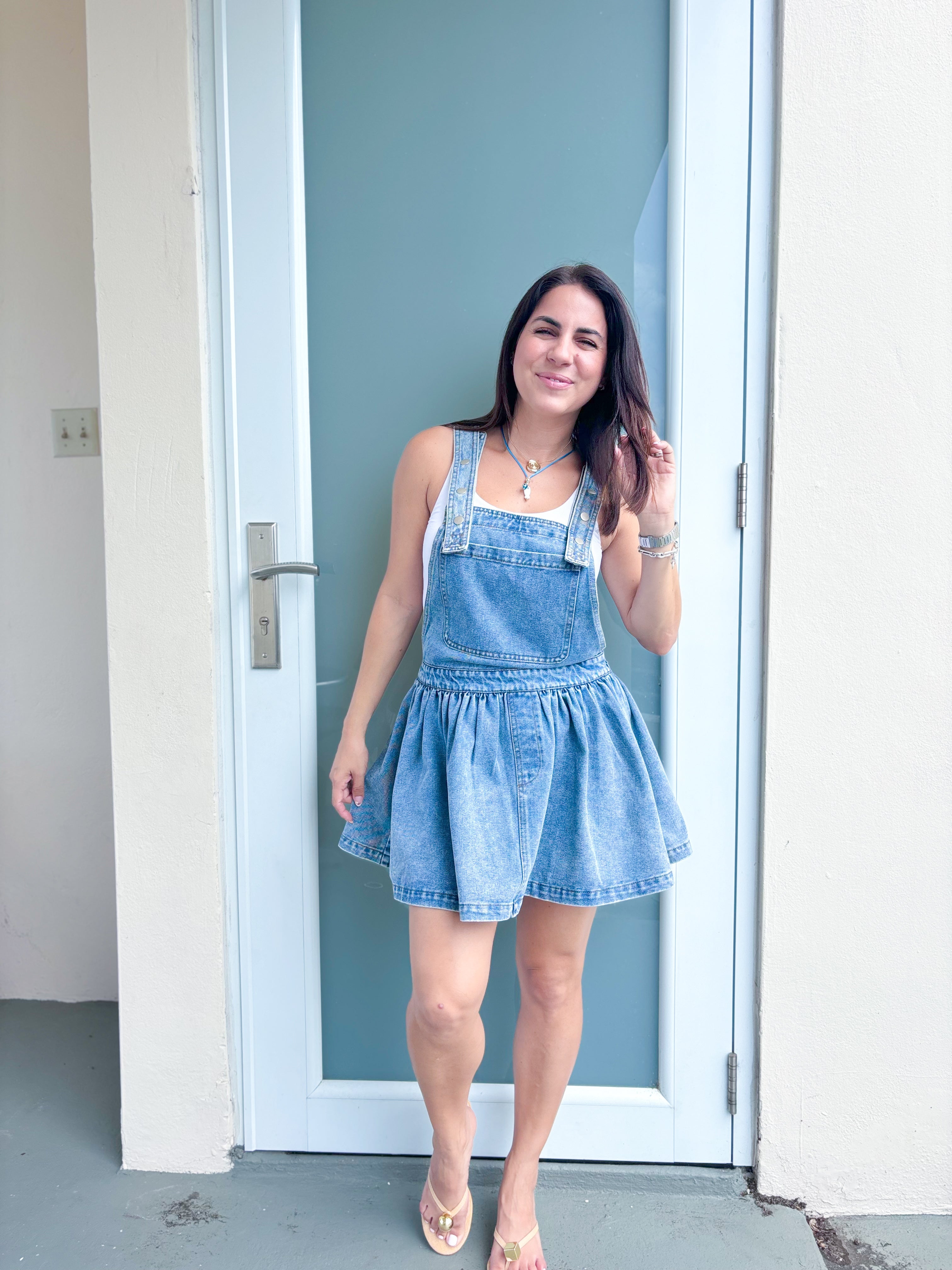 Amelia Denim Overalls Dress