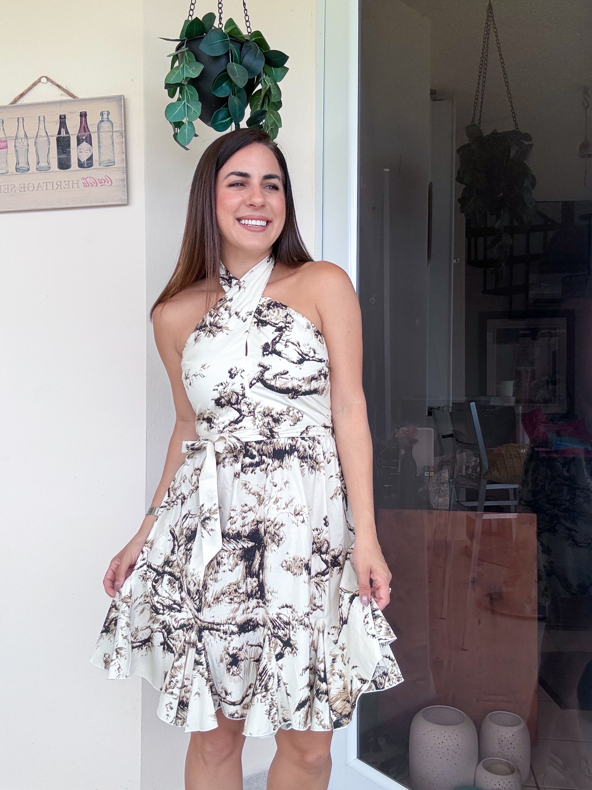 Simone Beige Halter Dress