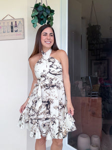 Simone Beige Halter Dress
