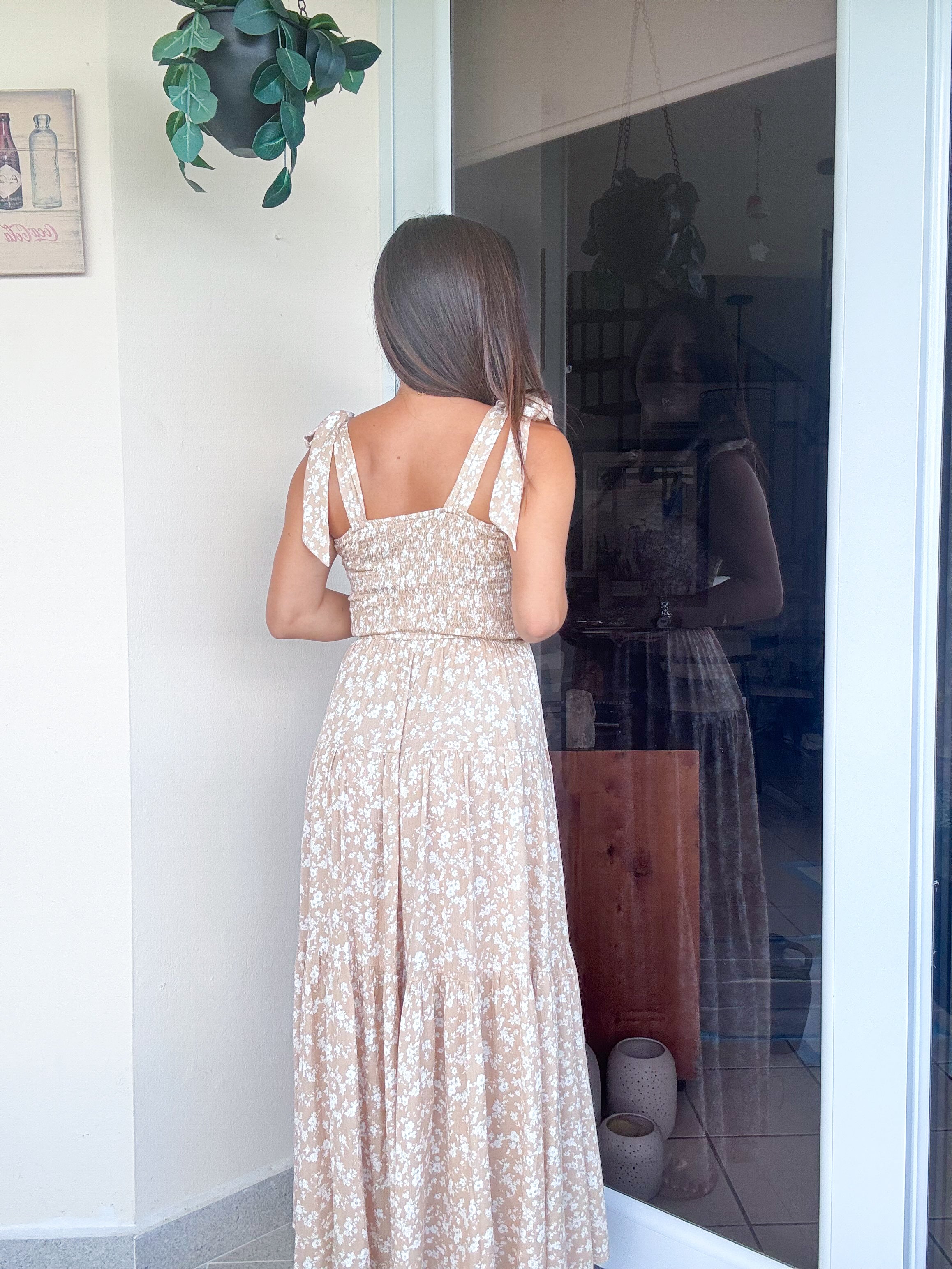 Ashley Sand Tie Midi Dress