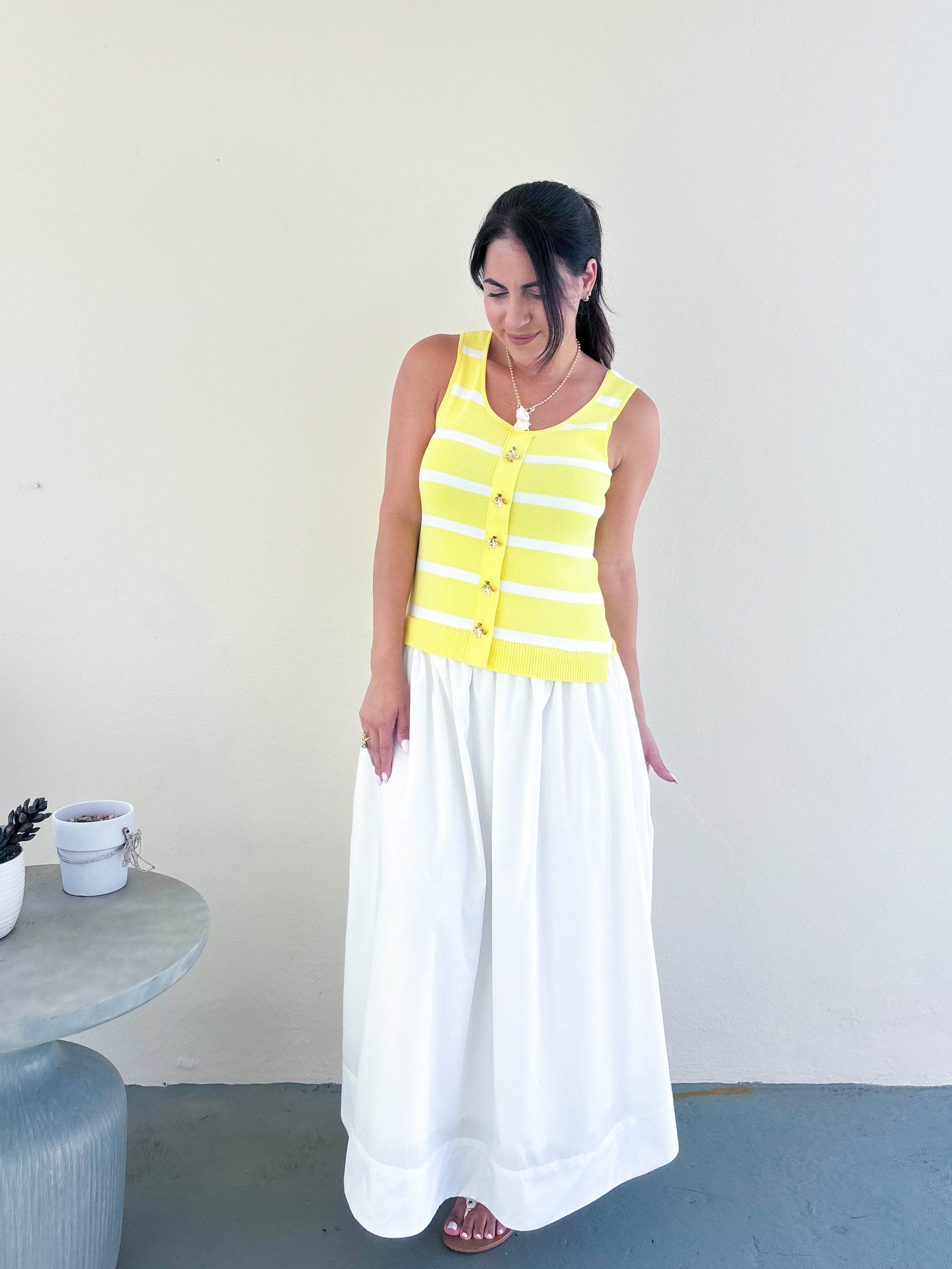 Herve Yellow Mix Midi Dress
