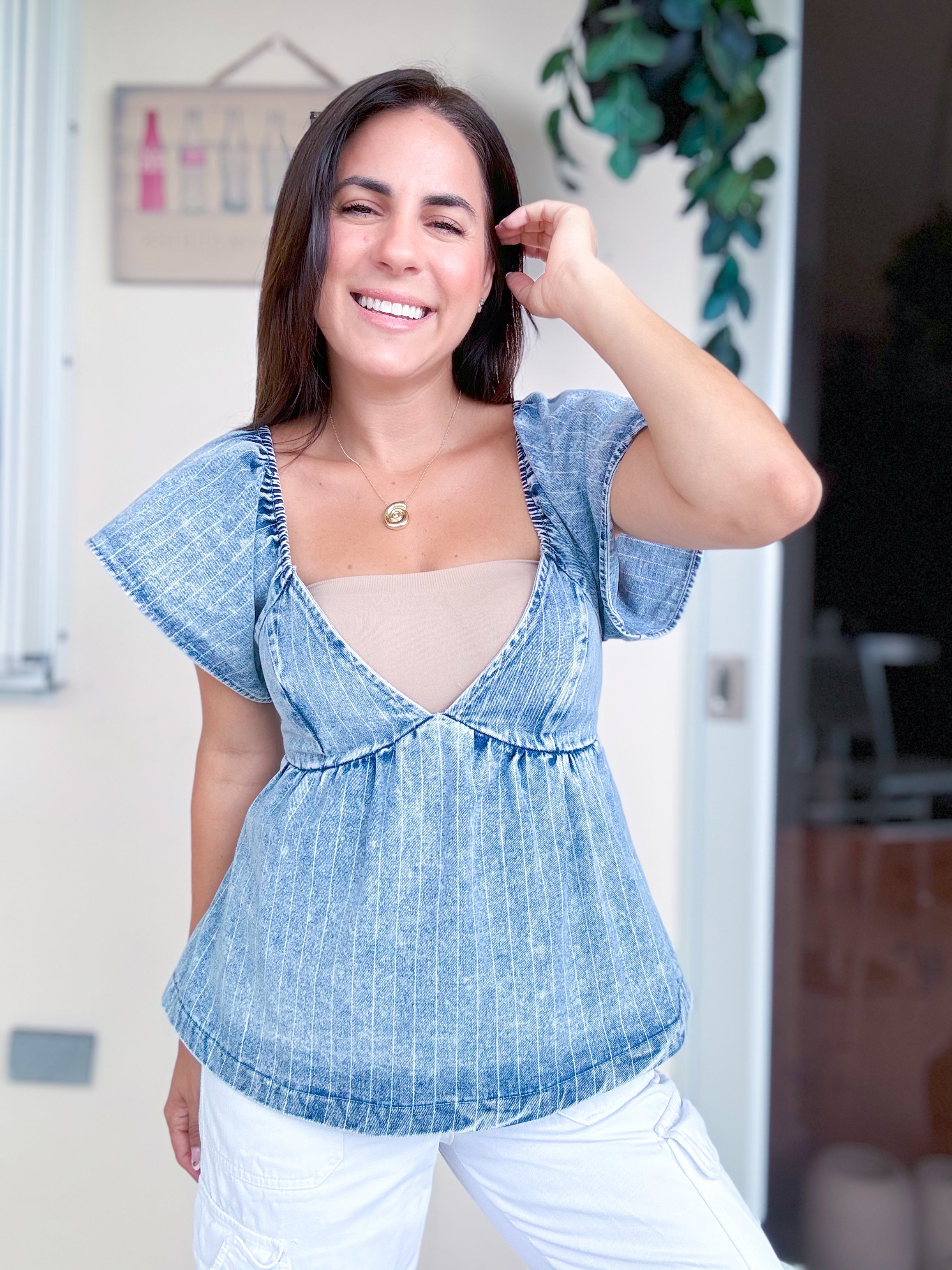 Verona Babydoll Denim Top