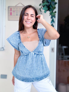 Verona Babydoll Denim Top