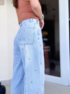 Studded Barrel Jeans