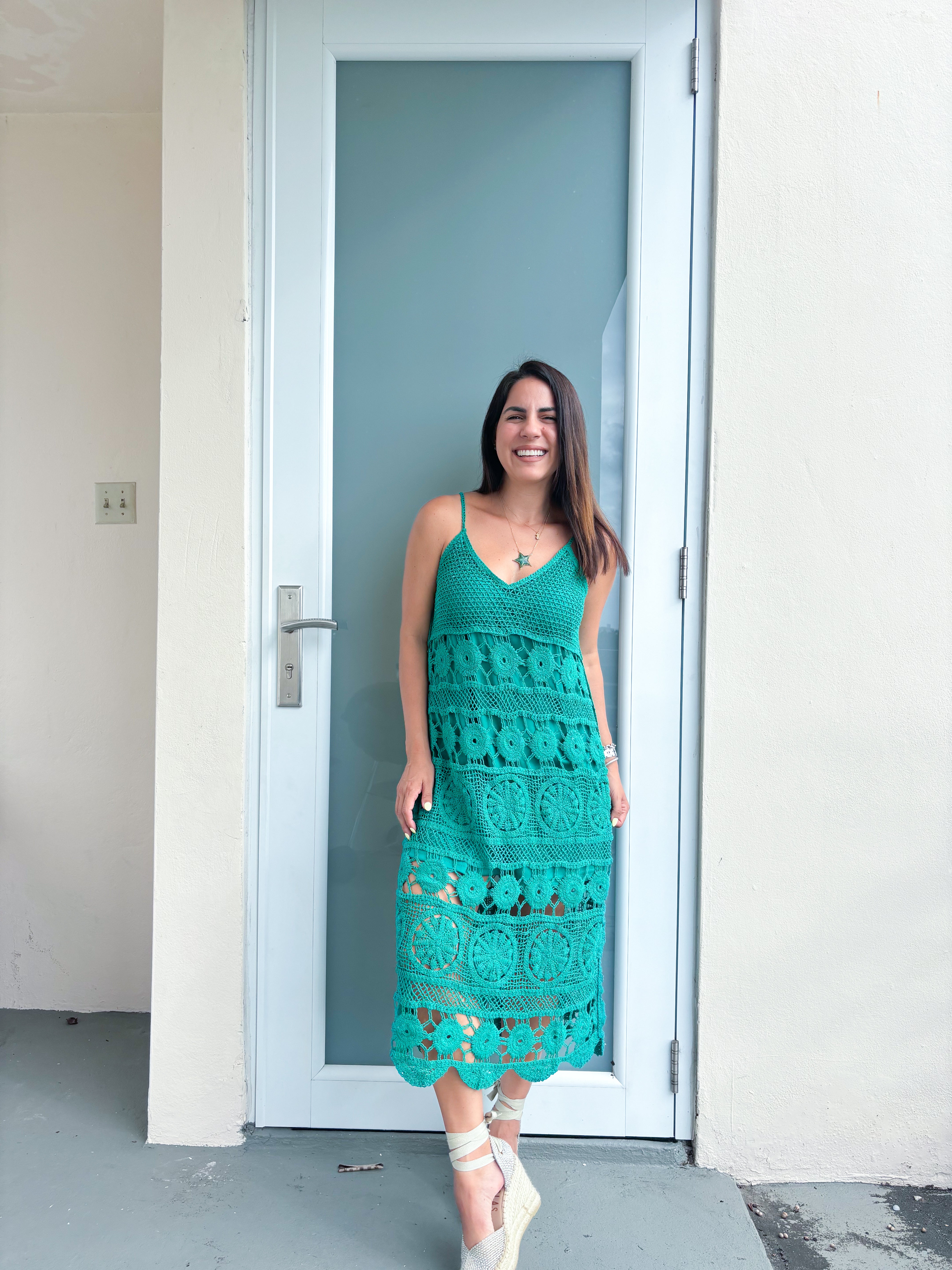 Emerald Crochet Dress