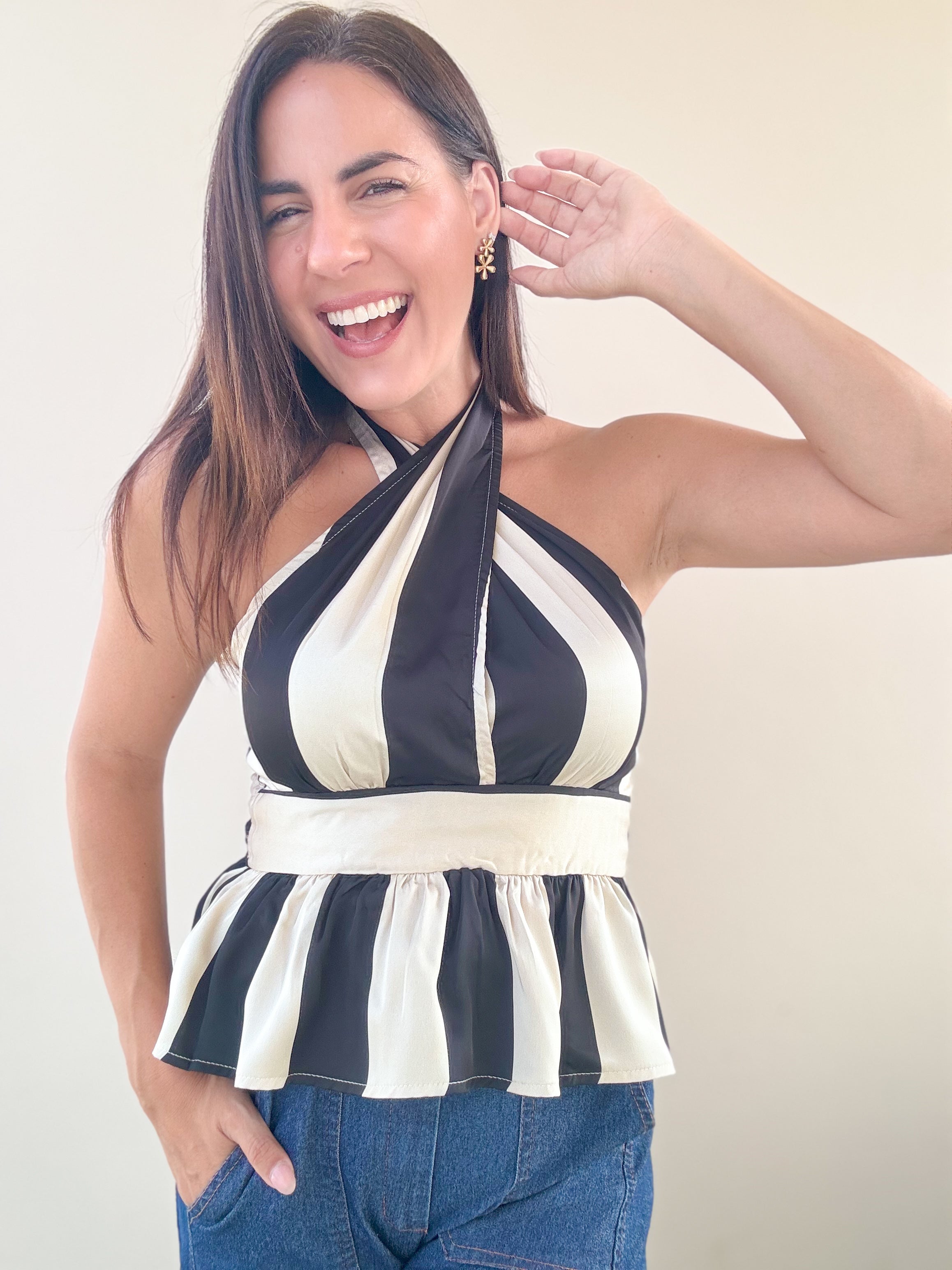 Bella Striped Halter Top