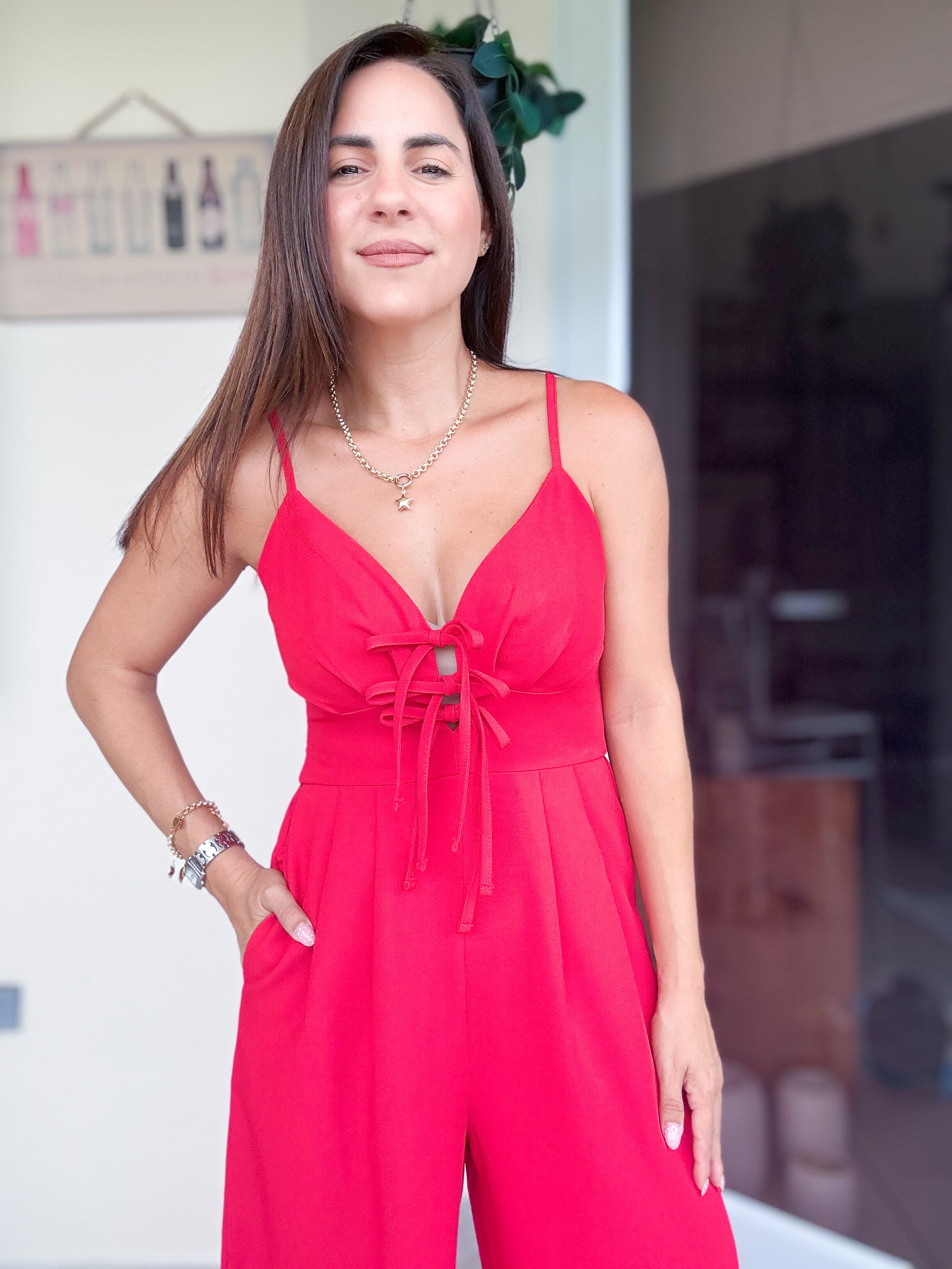 Astrid Red Bow Jumpsuit