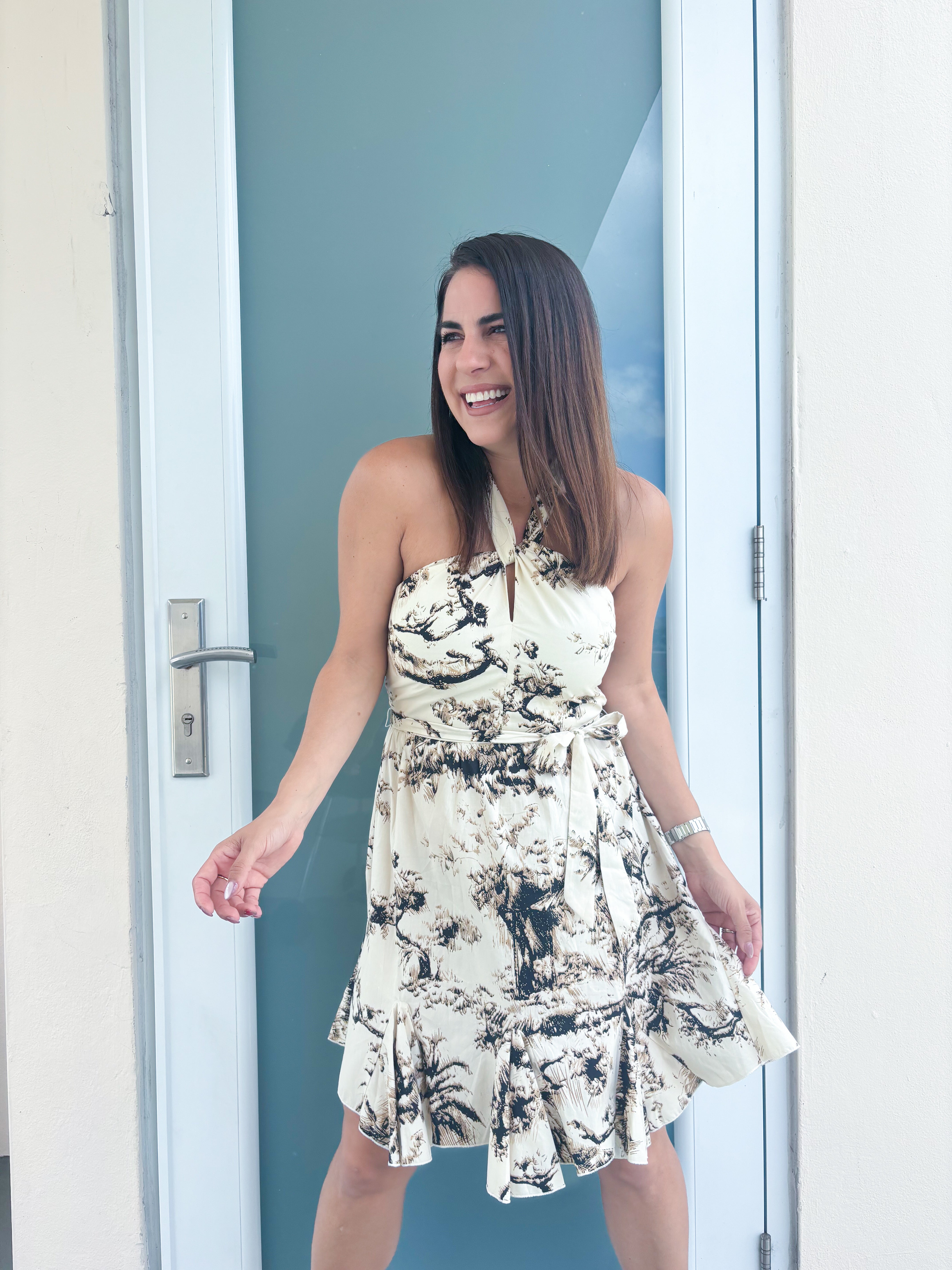 Simone Beige Halter Dress