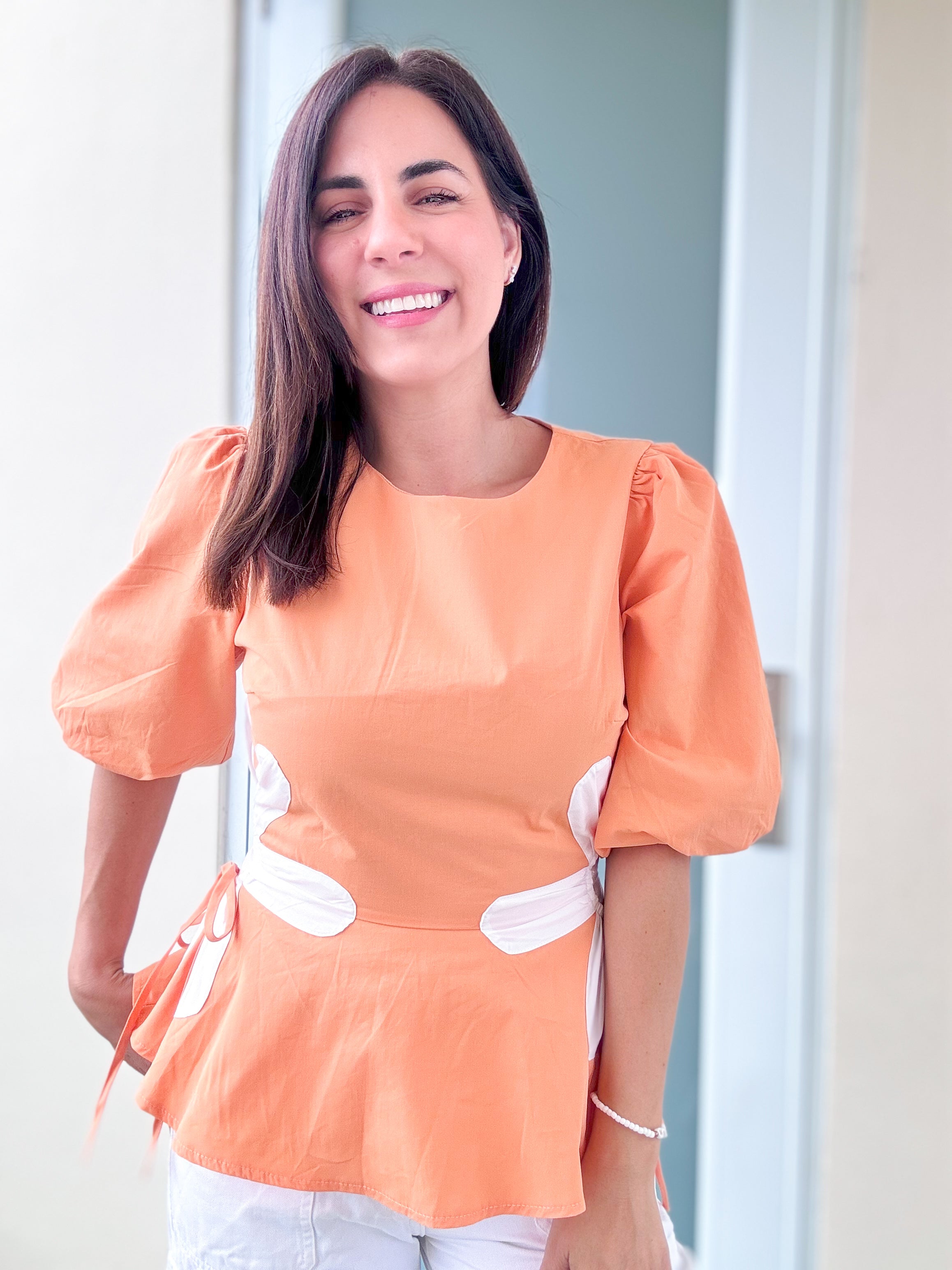 Tangerine Peplum Tom