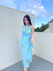 Halter Palm Resort Midi Dress