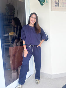 Navy Striped Travel Set