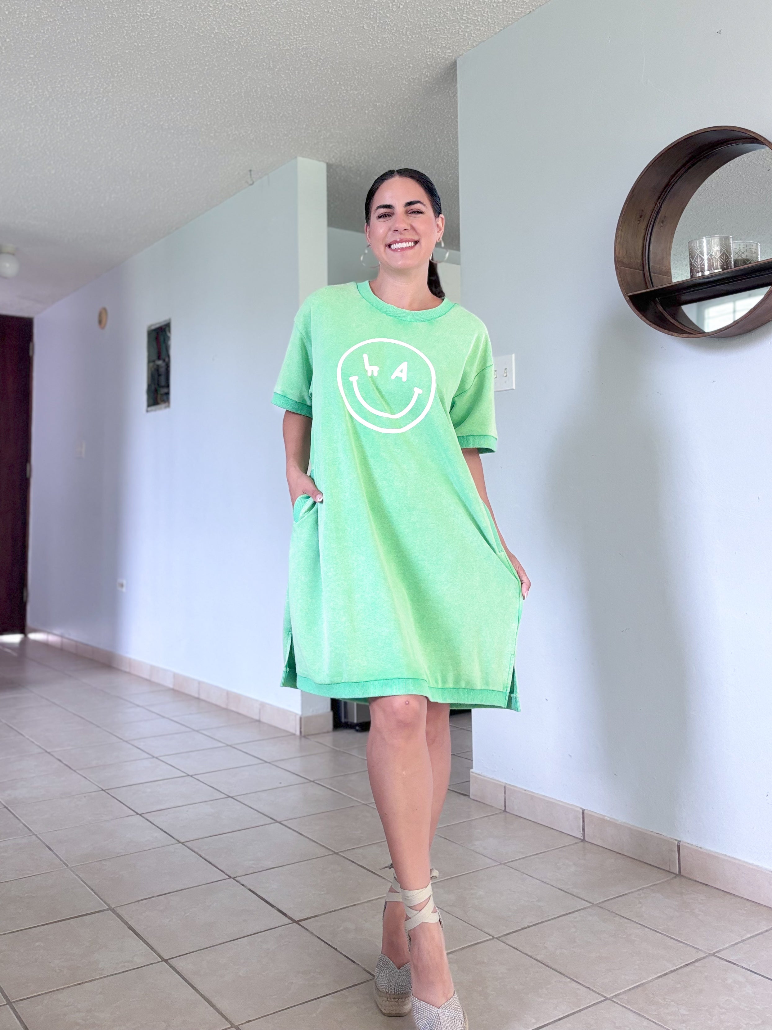 Green Smiley TShirt Dress