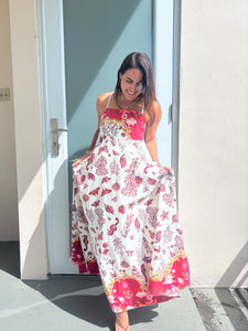 Ocean Red Print Maxi Dress