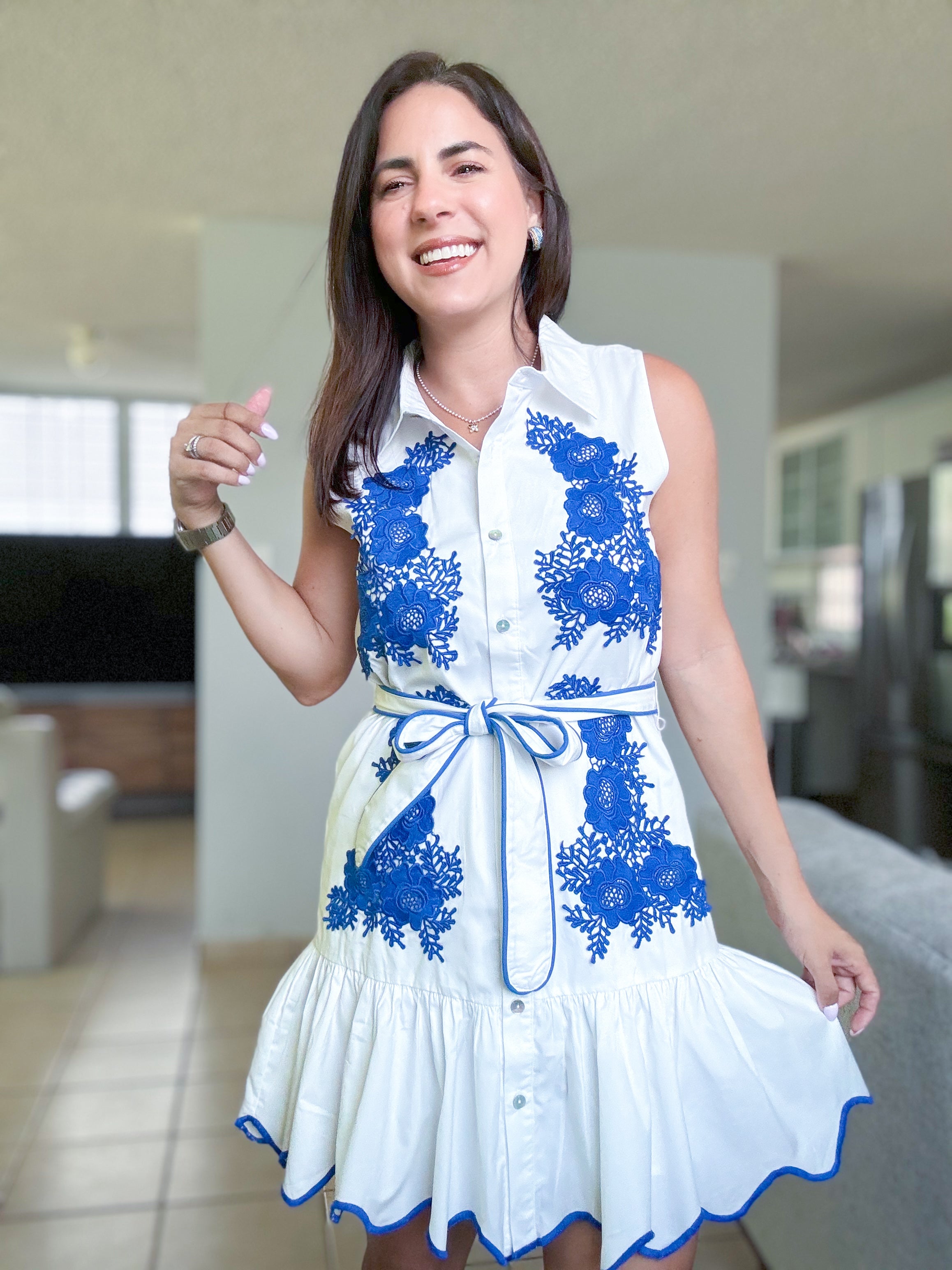 Tuscany Blue Embroidered Dress