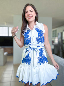 Tuscany Blue Embroidered Dress