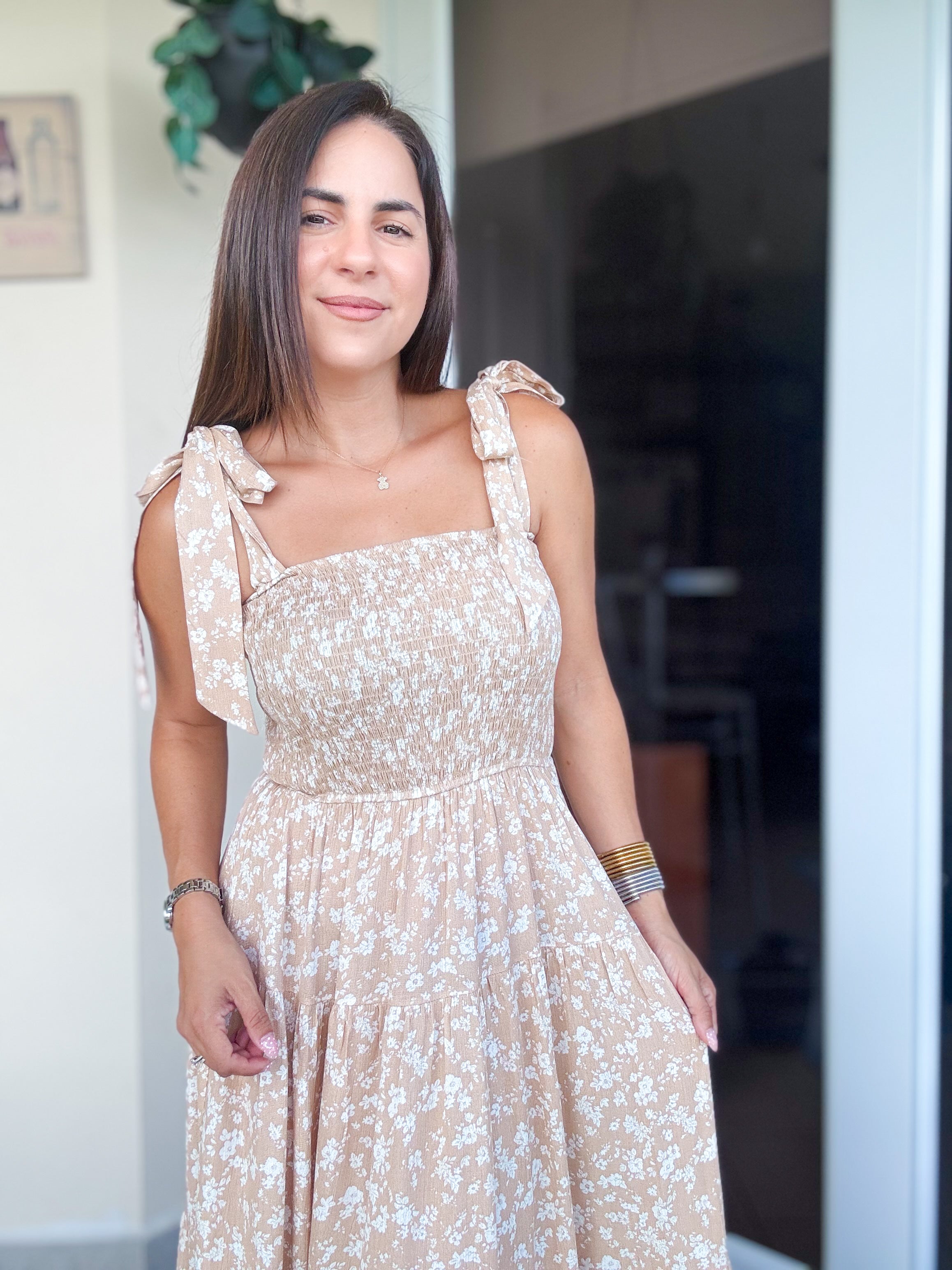 Ashley Sand Tie Midi Dress