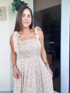 Ashley Sand Tie Midi Dress