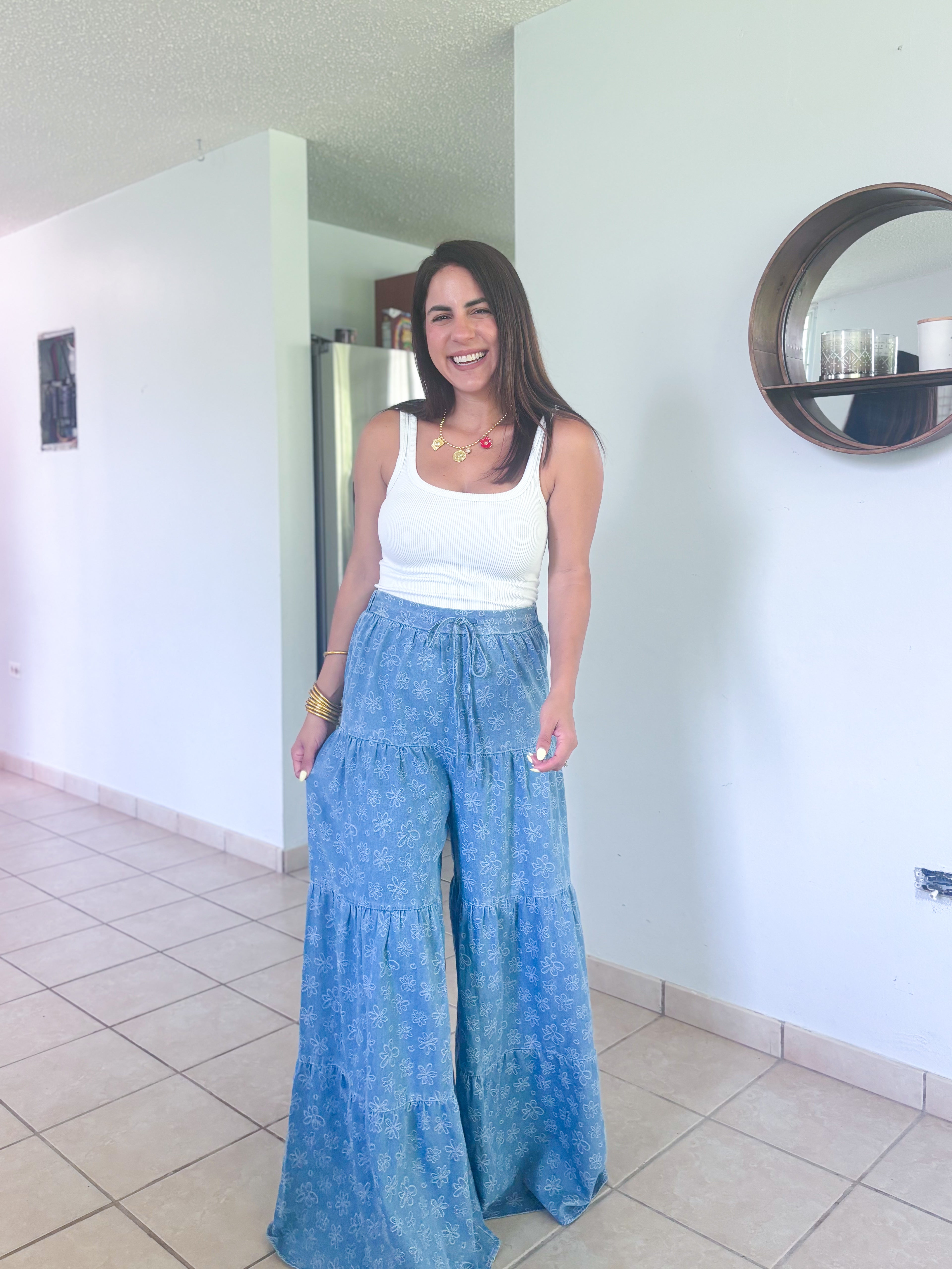 Felicia Flower Denim Pants