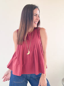 Agnes Burgundy Pleated Top