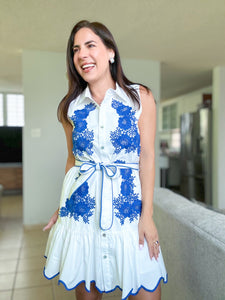 Tuscany Blue Embroidered Dress