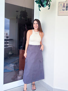 Milicia Charcoal Midi Skirt