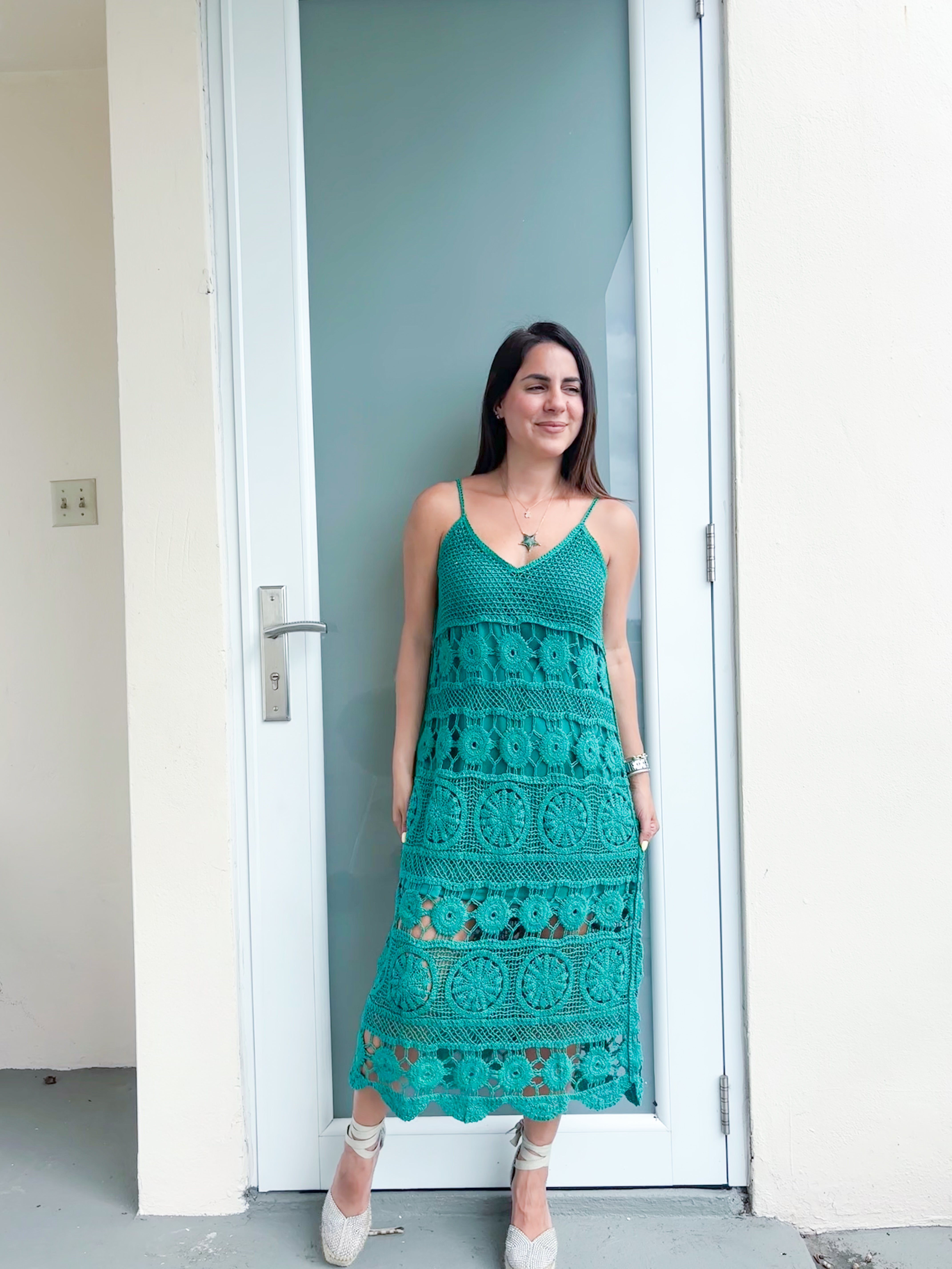 Emerald Crochet Dress