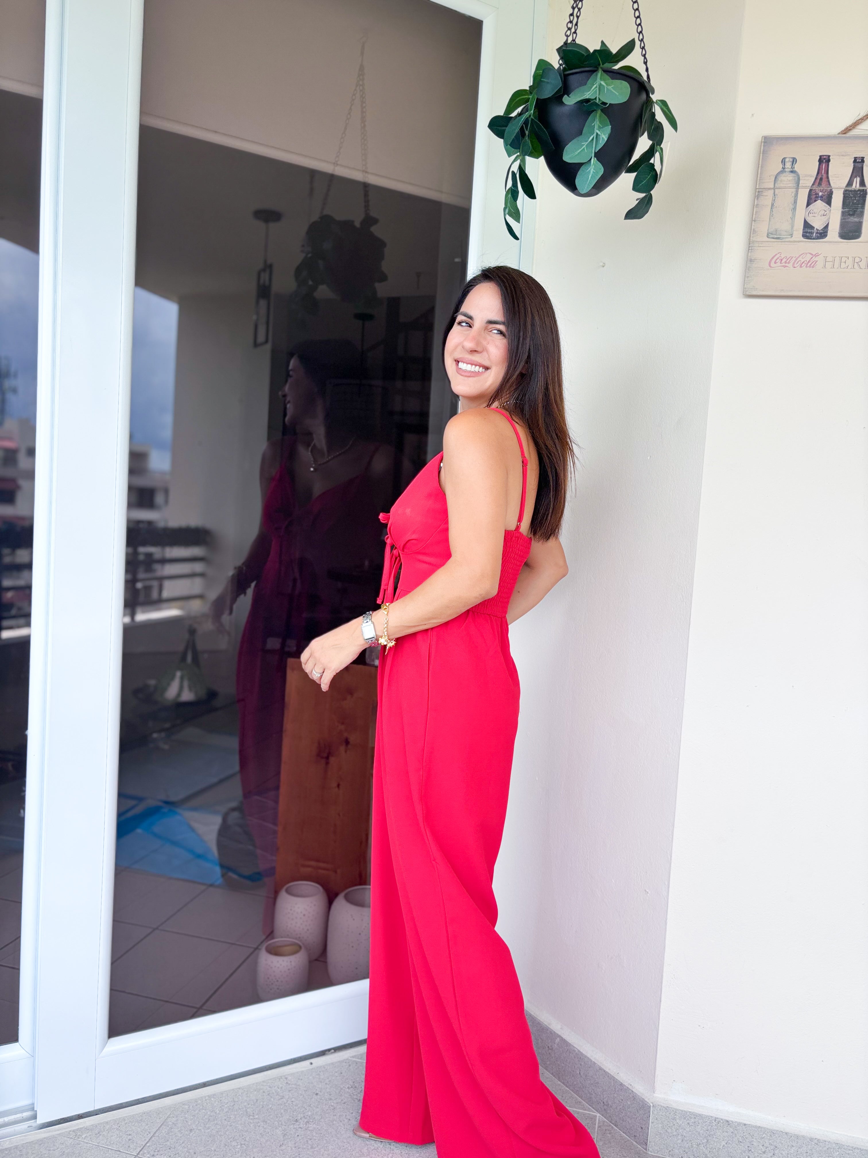 Astrid Red Bow Jumpsuit