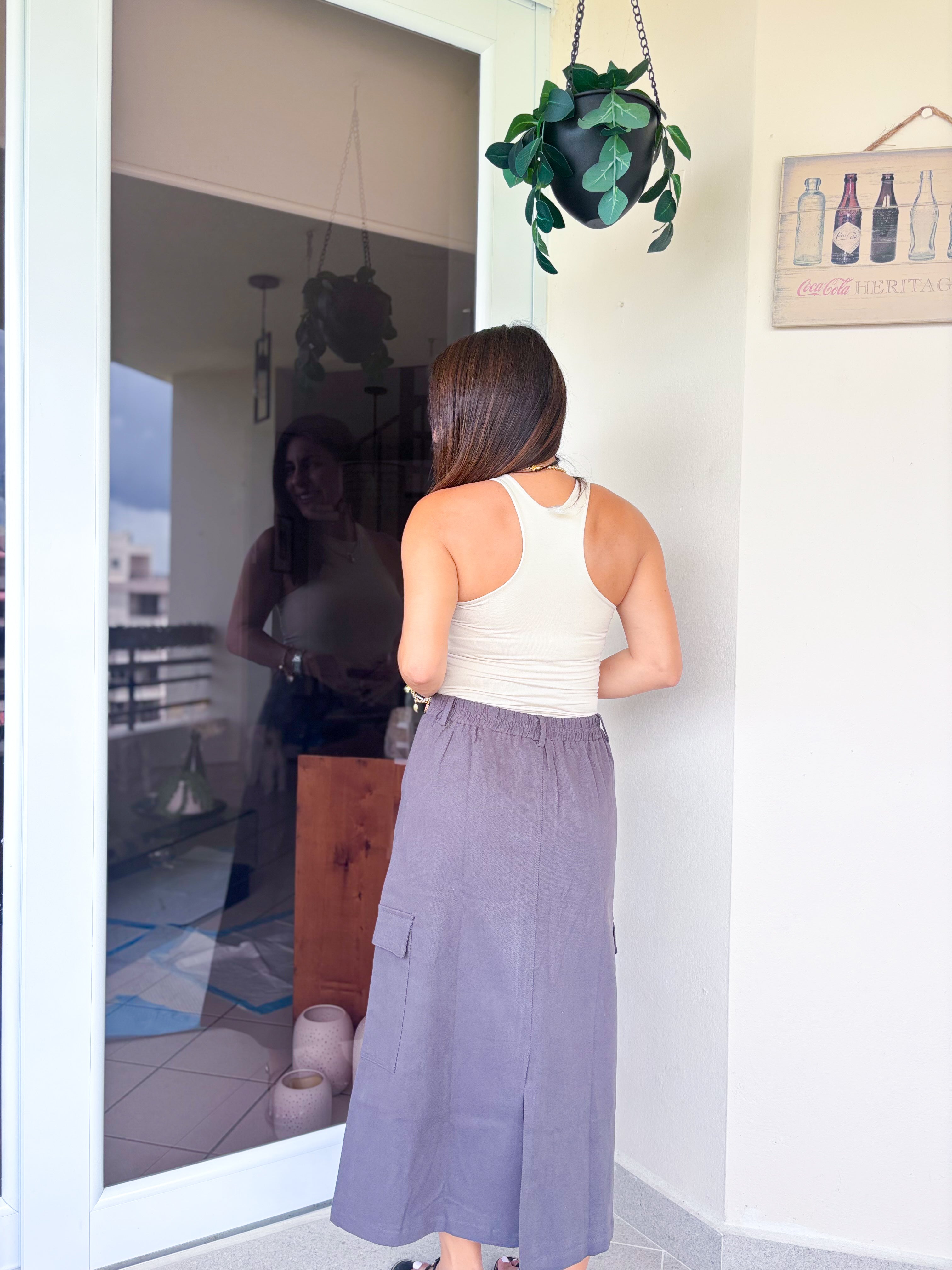 Milicia Charcoal Midi Skirt