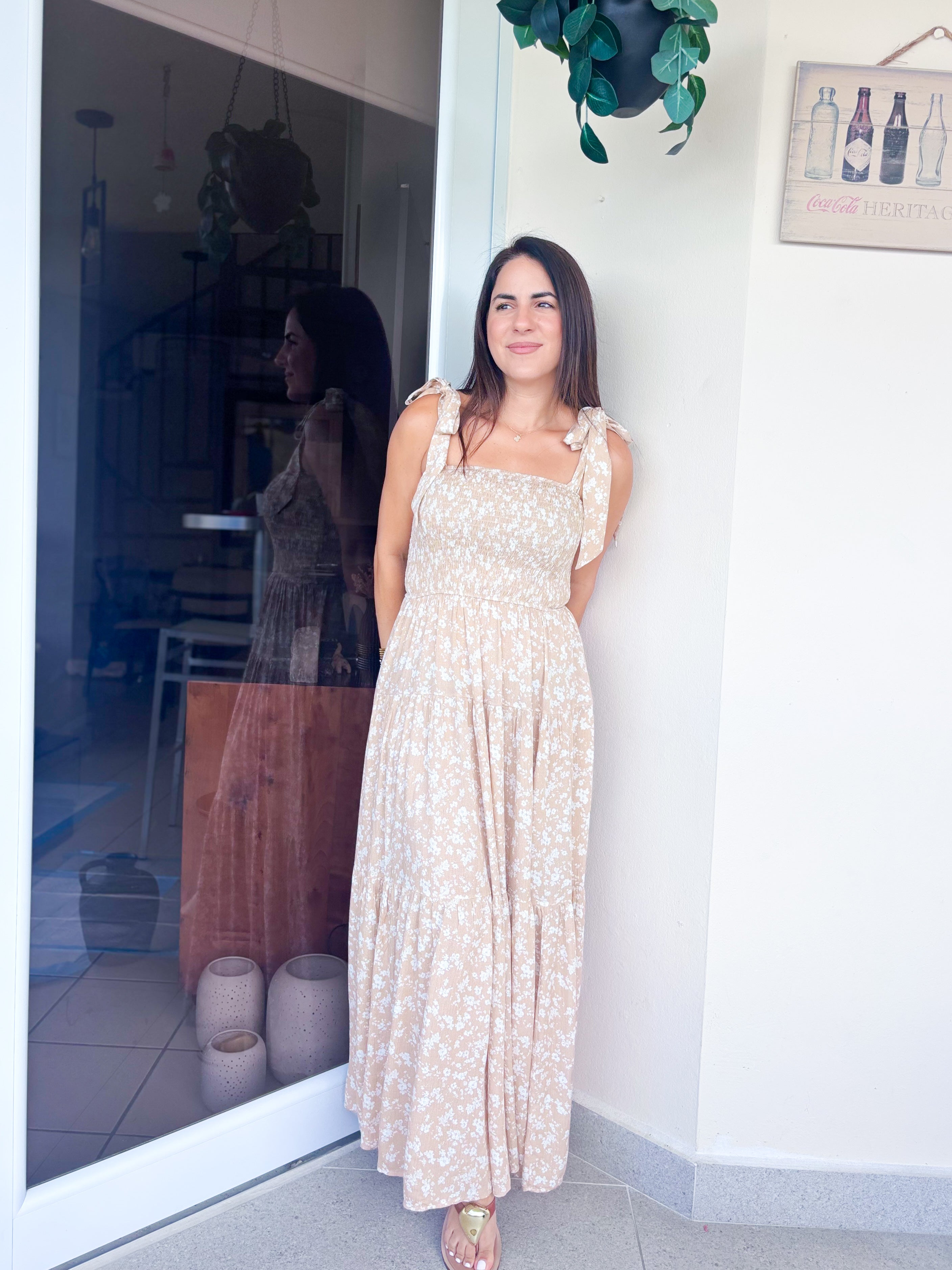 Ashley Sand Tie Midi Dress