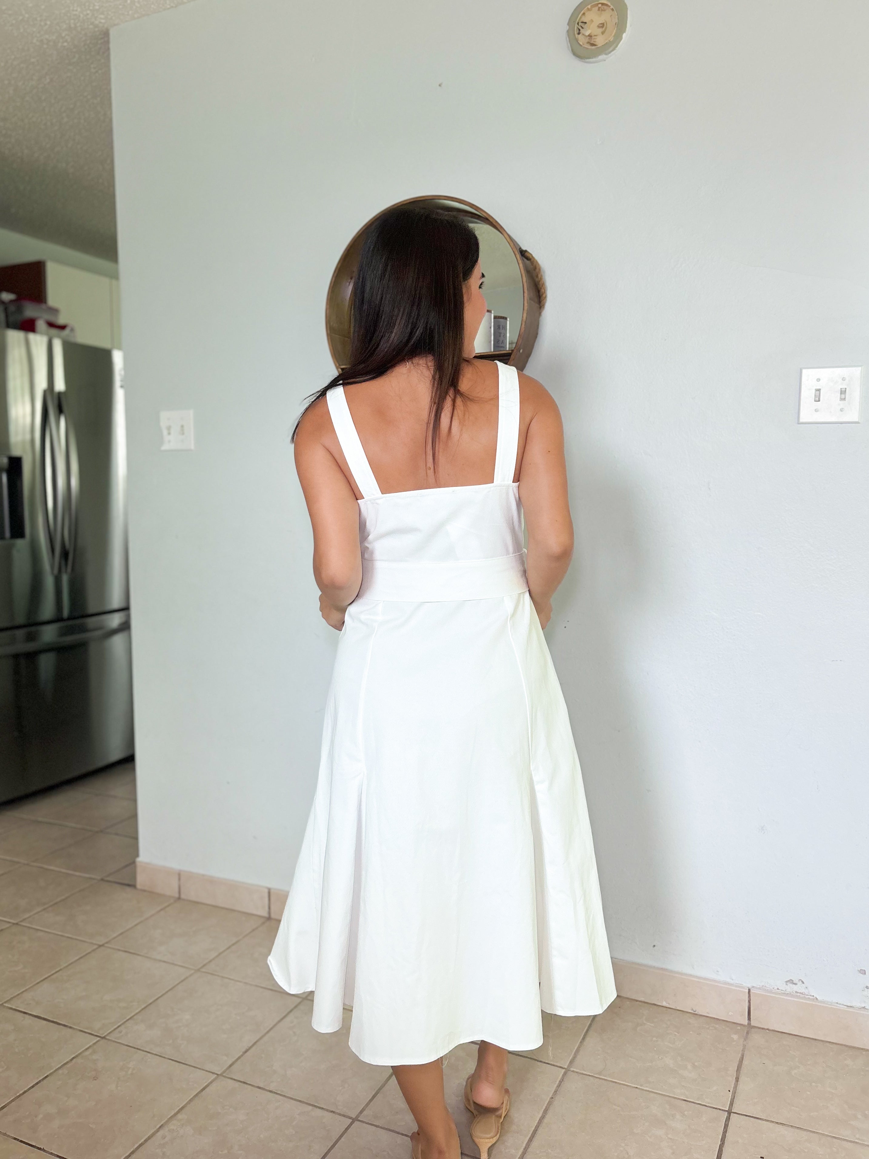 Pamela White Midi Dress