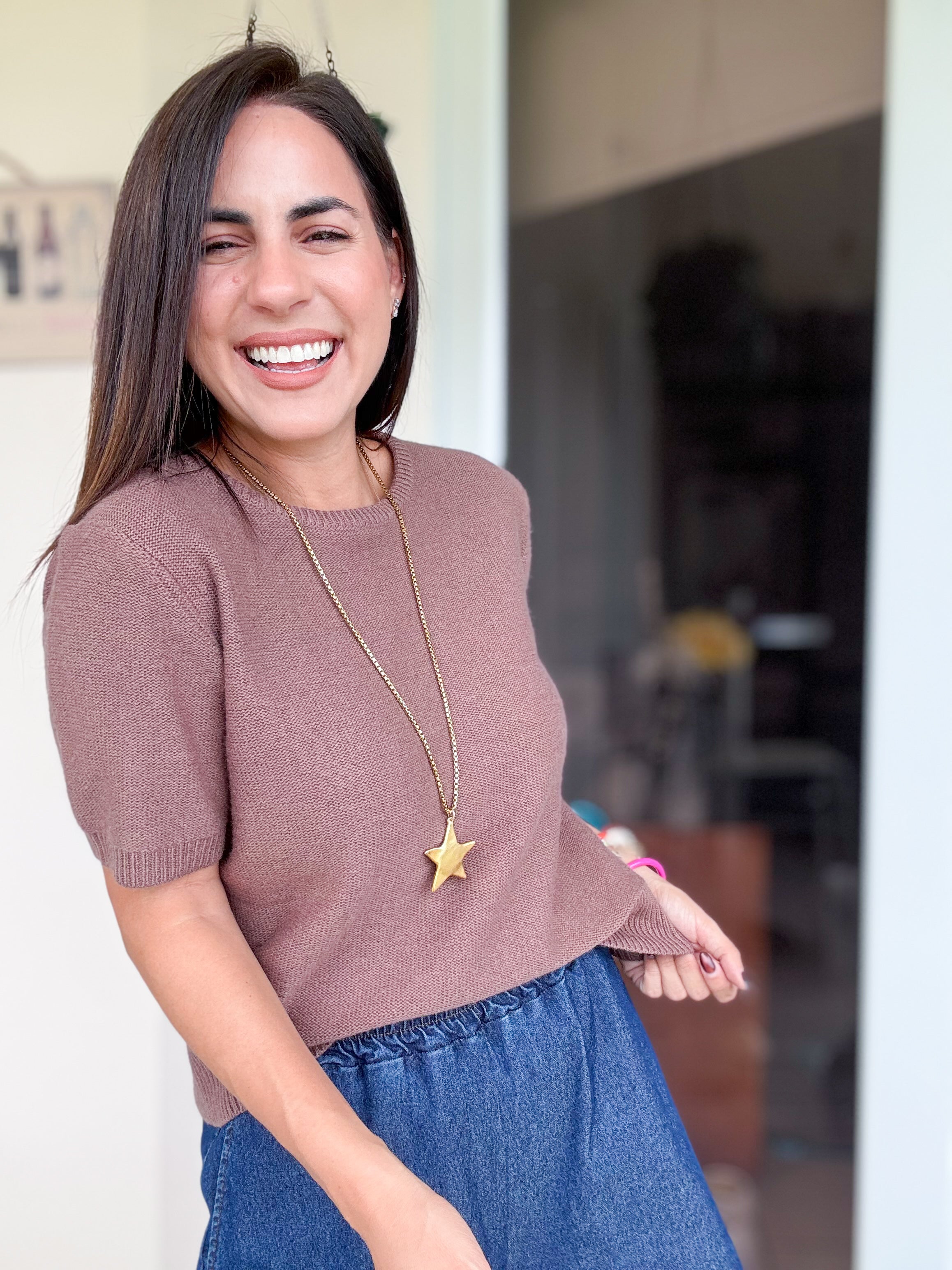 Mocha Knitted Sweater Top