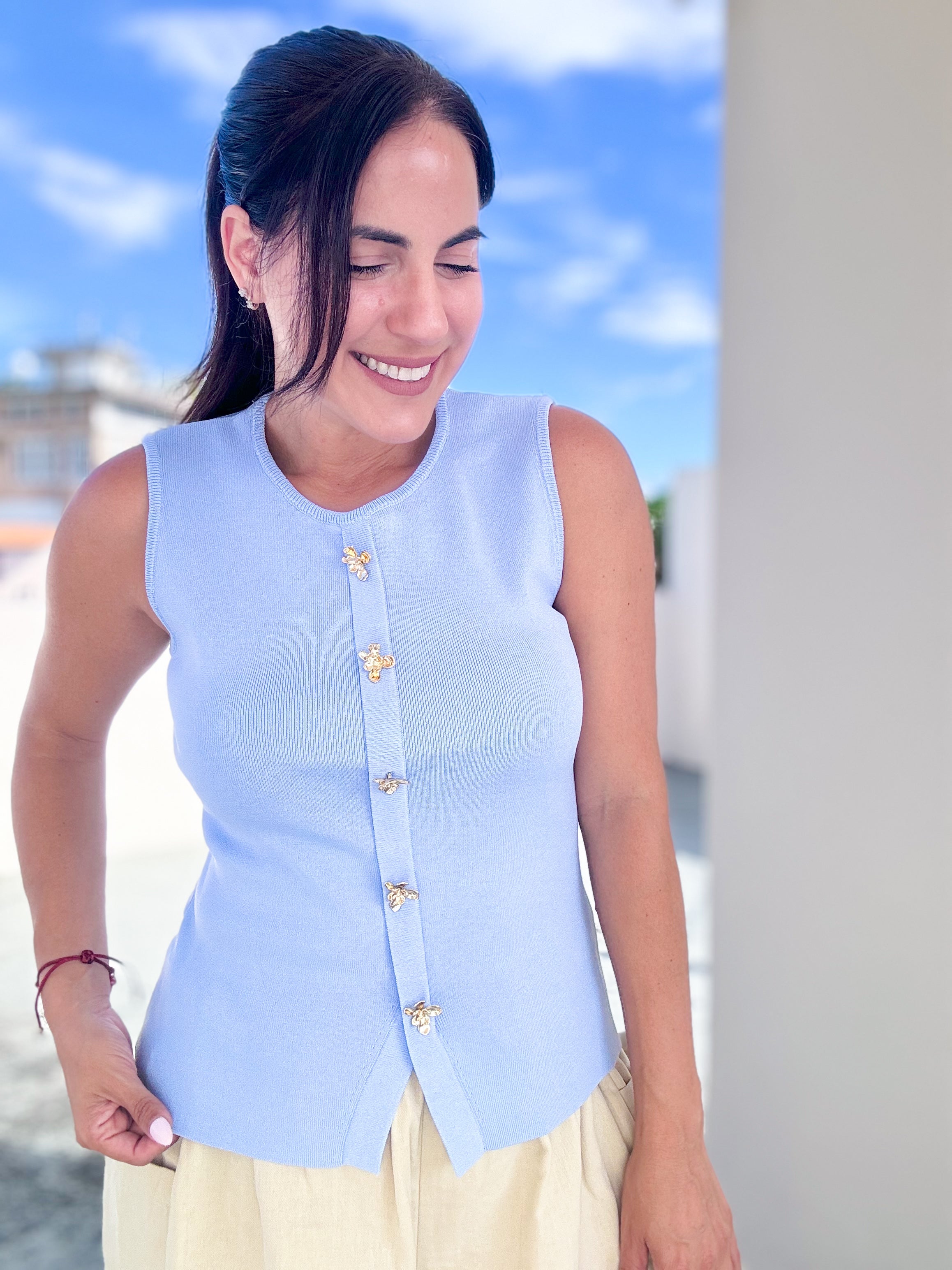 Perri Blue Knit Top