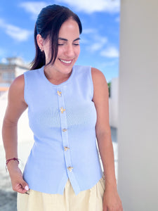 Perri Blue Knit Top