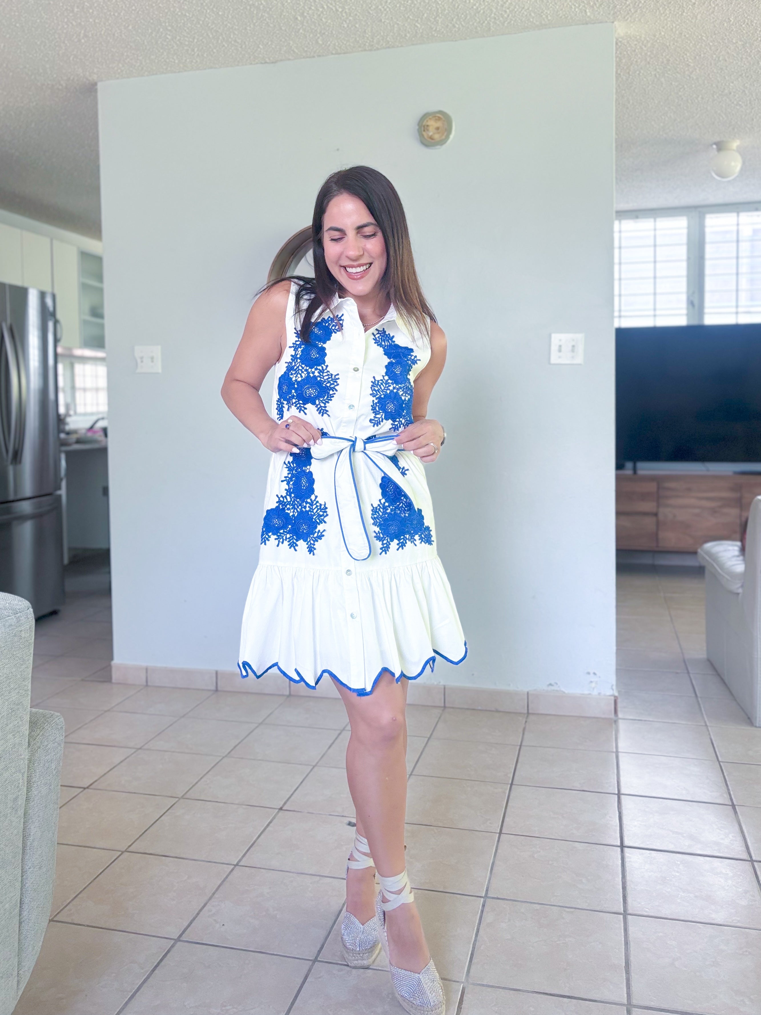 Tuscany Blue Embroidered Dress