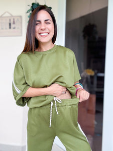 Olive Striped Travel Set