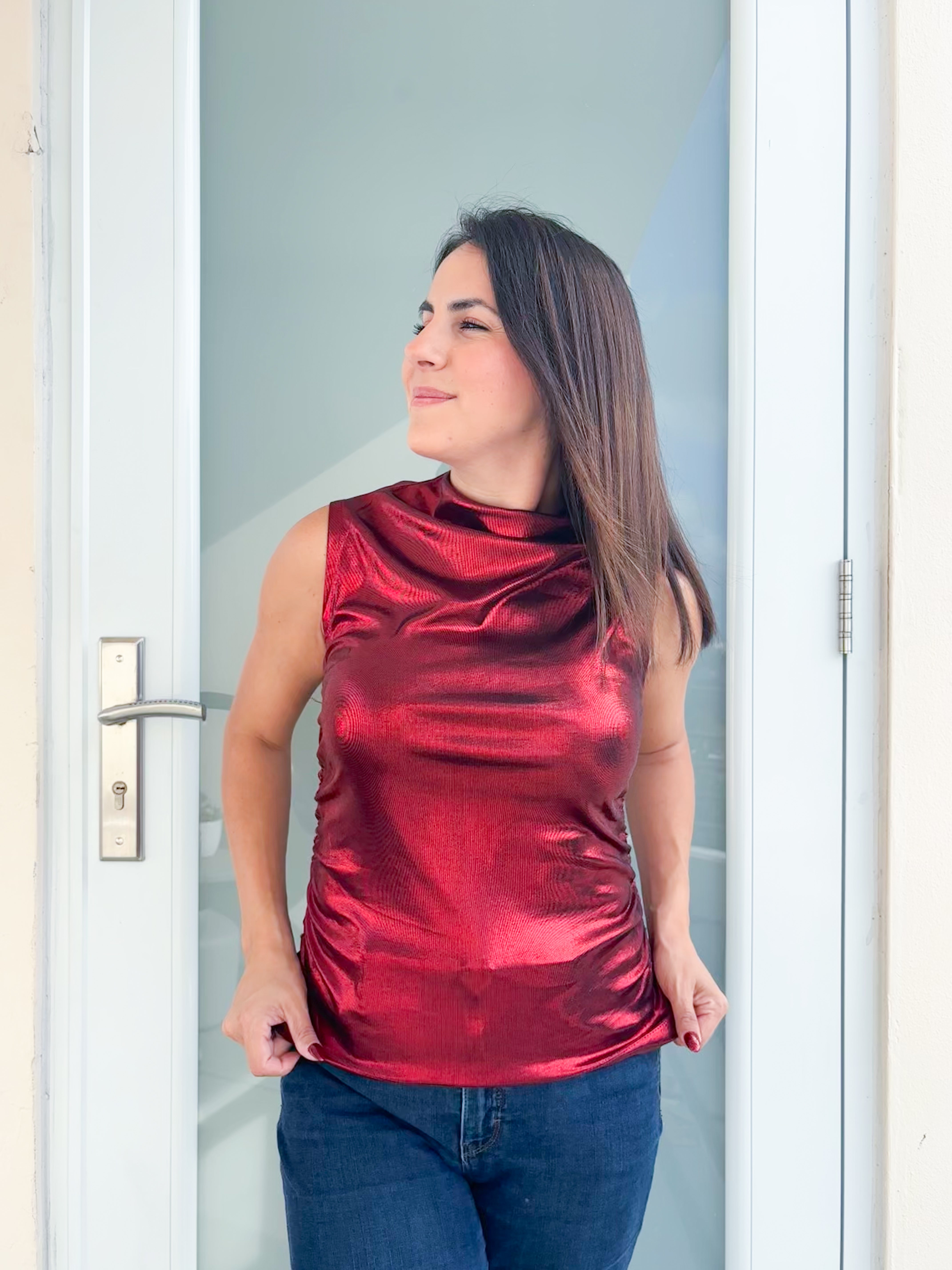 Crimson Metallic Top