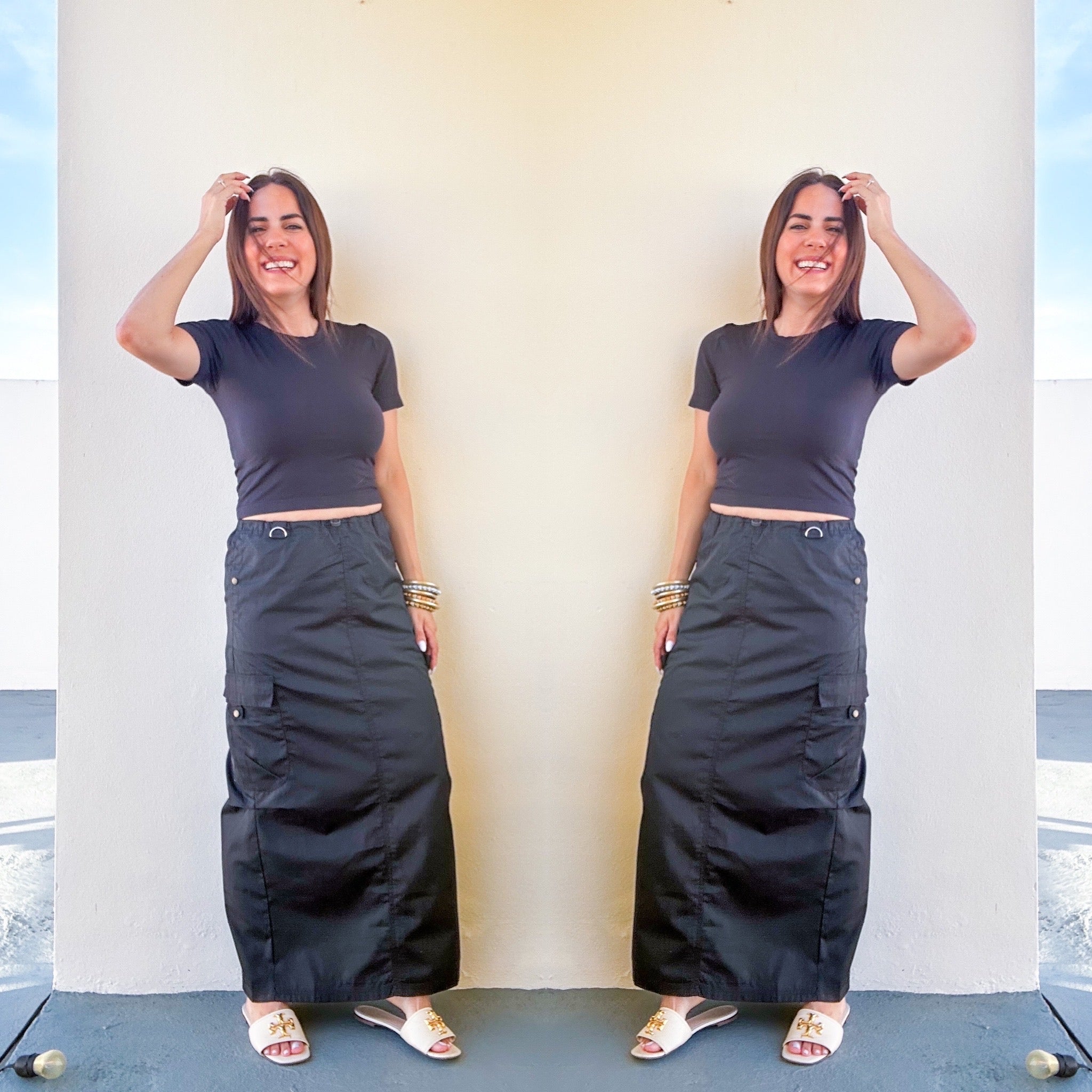 Mamma Mia Black Cargo Maxi Skirt