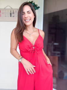 Astrid Red Bow Jumpsuit
