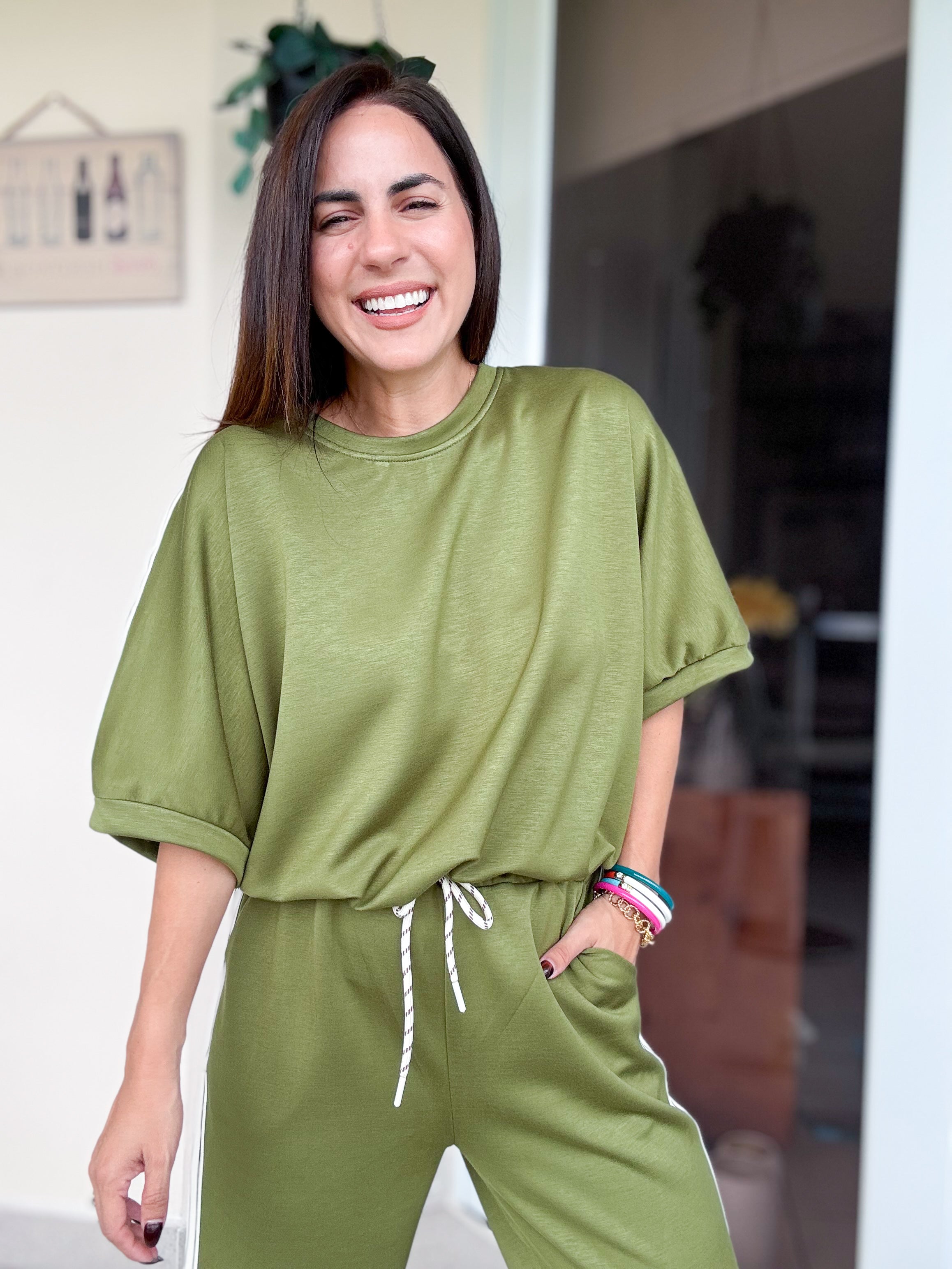 Olive Striped Travel Set