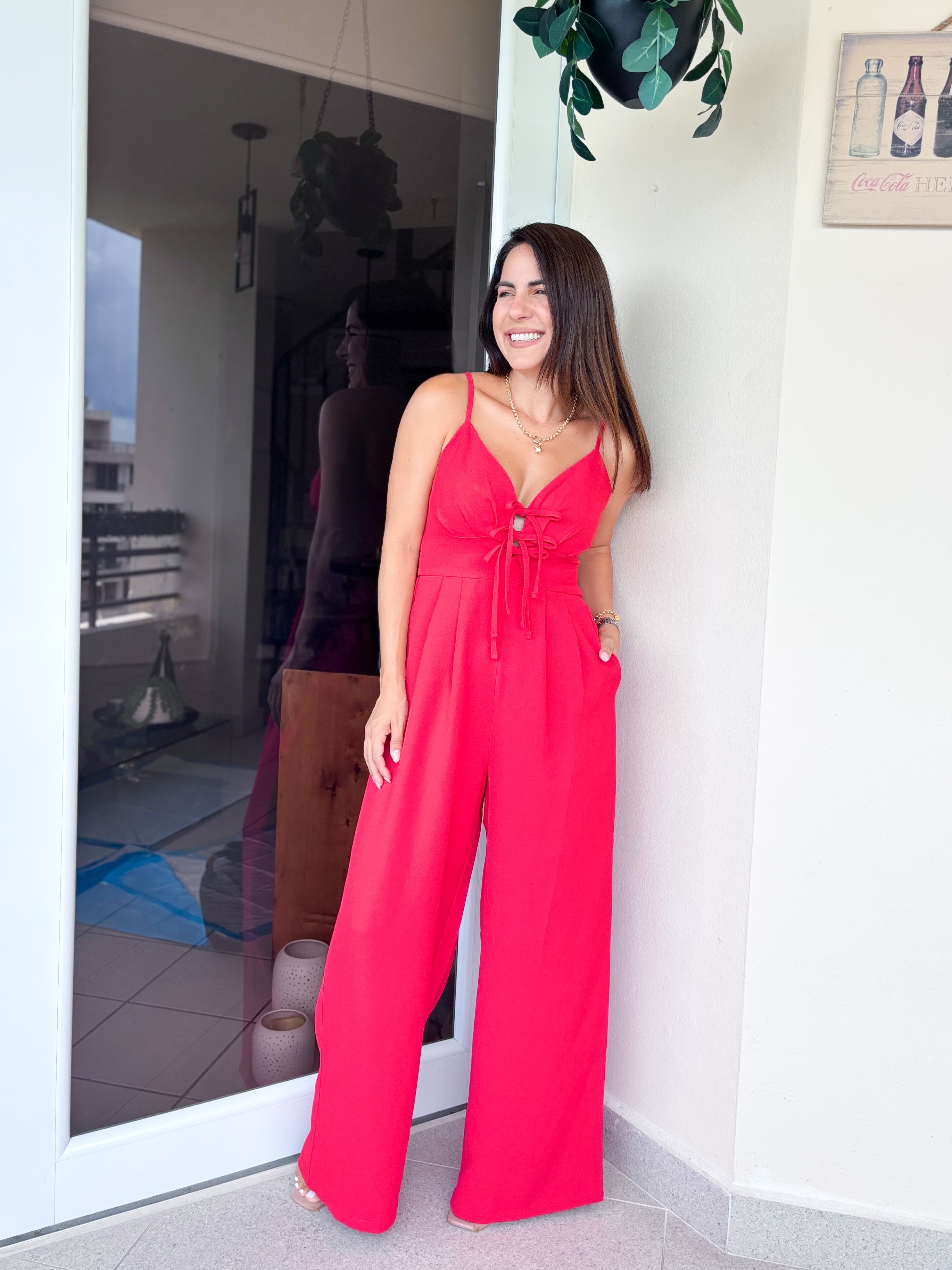 Astrid Red Bow Jumpsuit